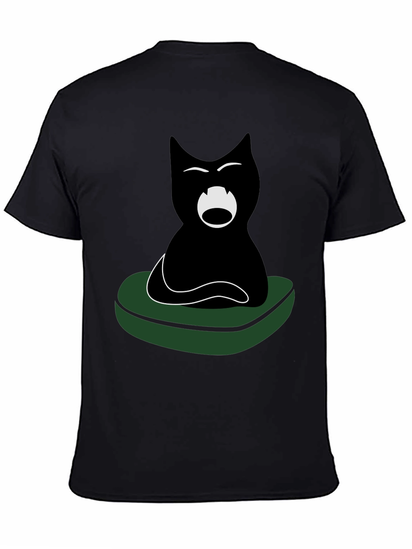 Black Cat on Green Cushion Graphic Tee