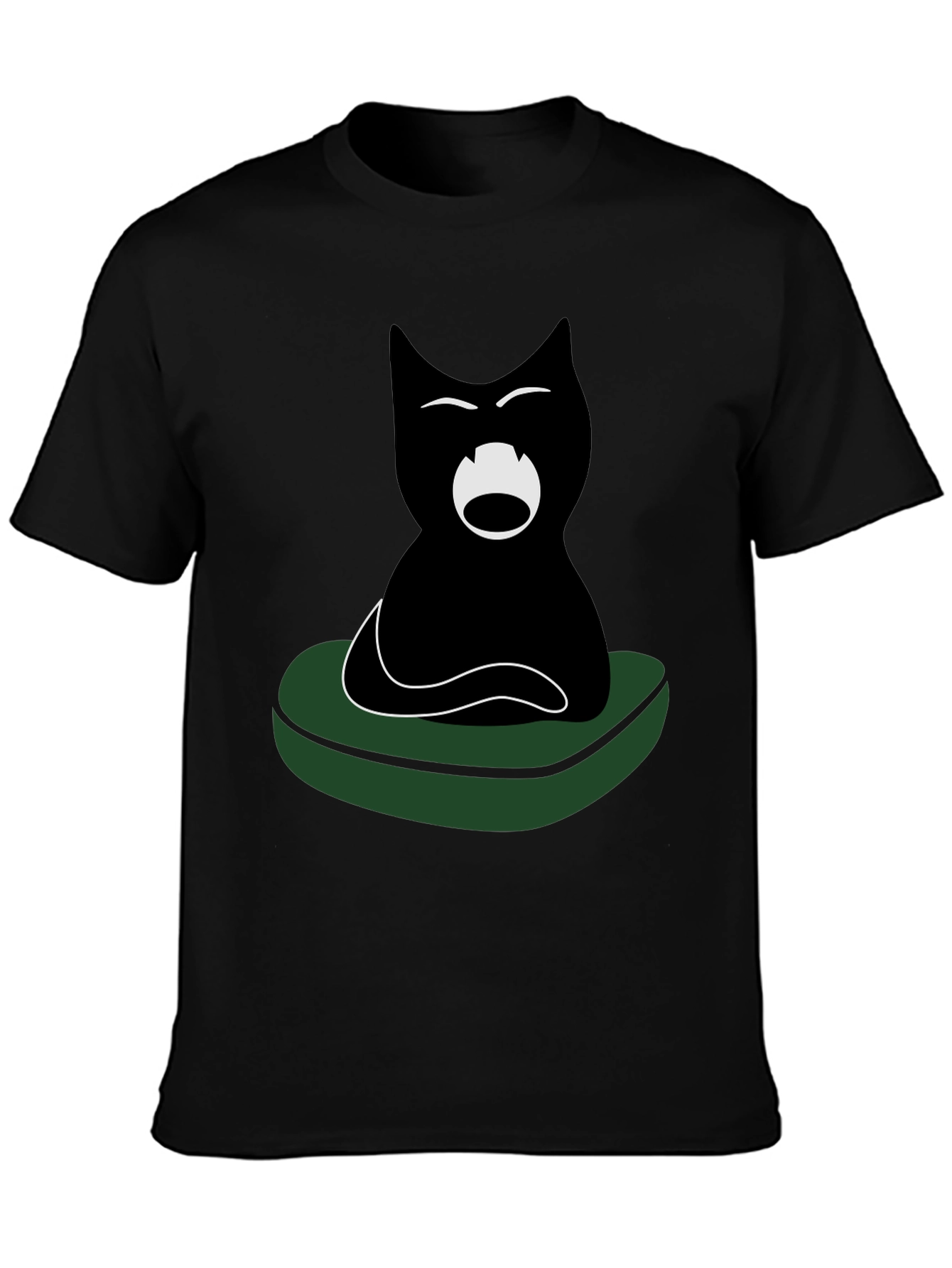 Black Cat on Green Cushion Graphic Tee