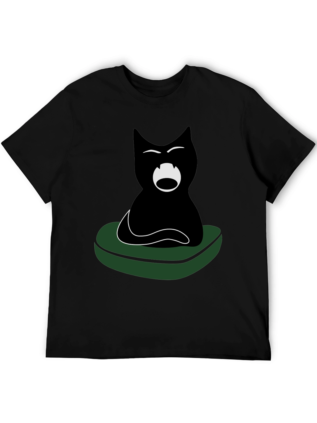 Black Cat on Green Cushion Graphic Tee