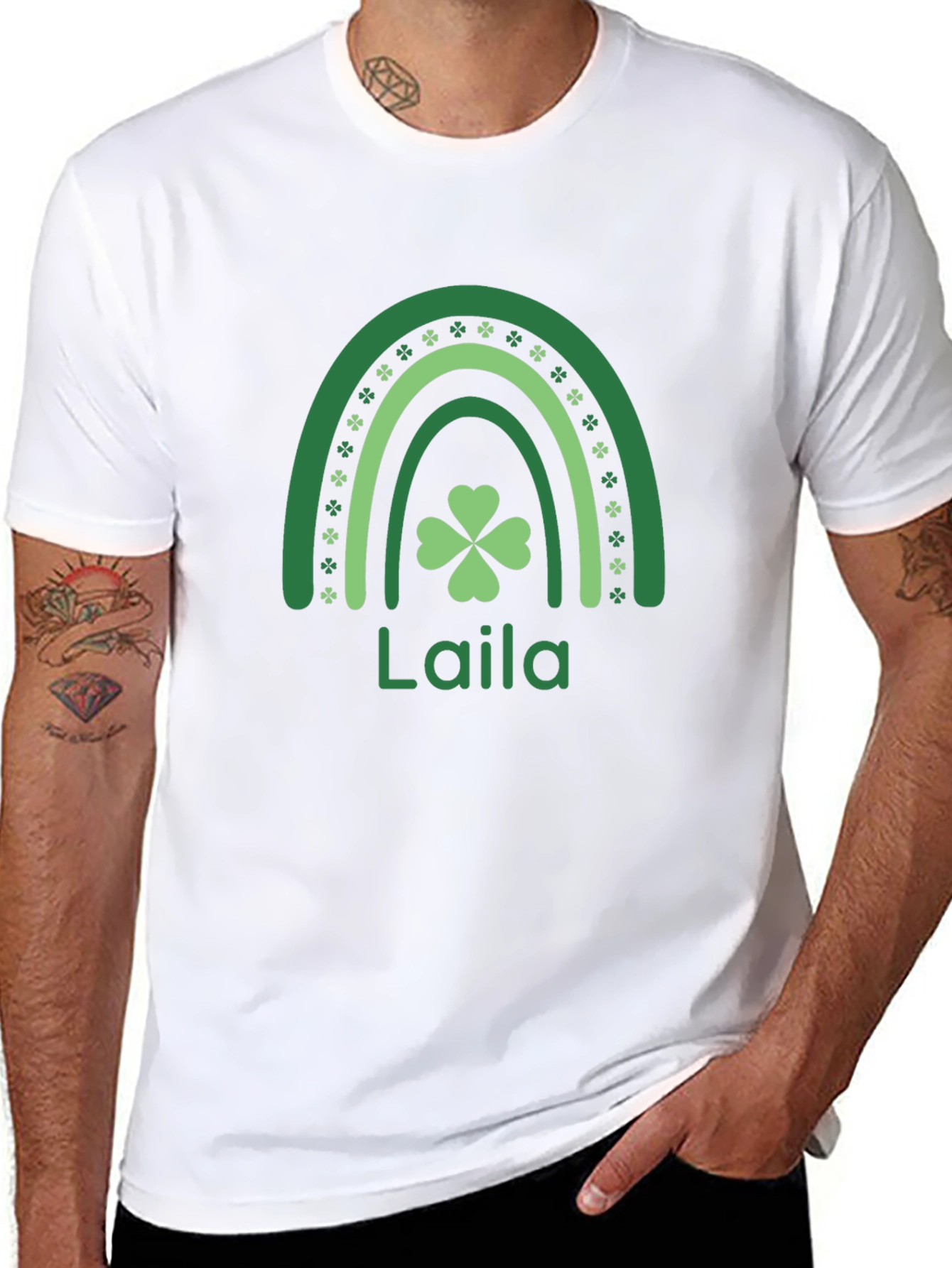 Personalized St. Patricks Day Shamrock Rainbow T-Shirt