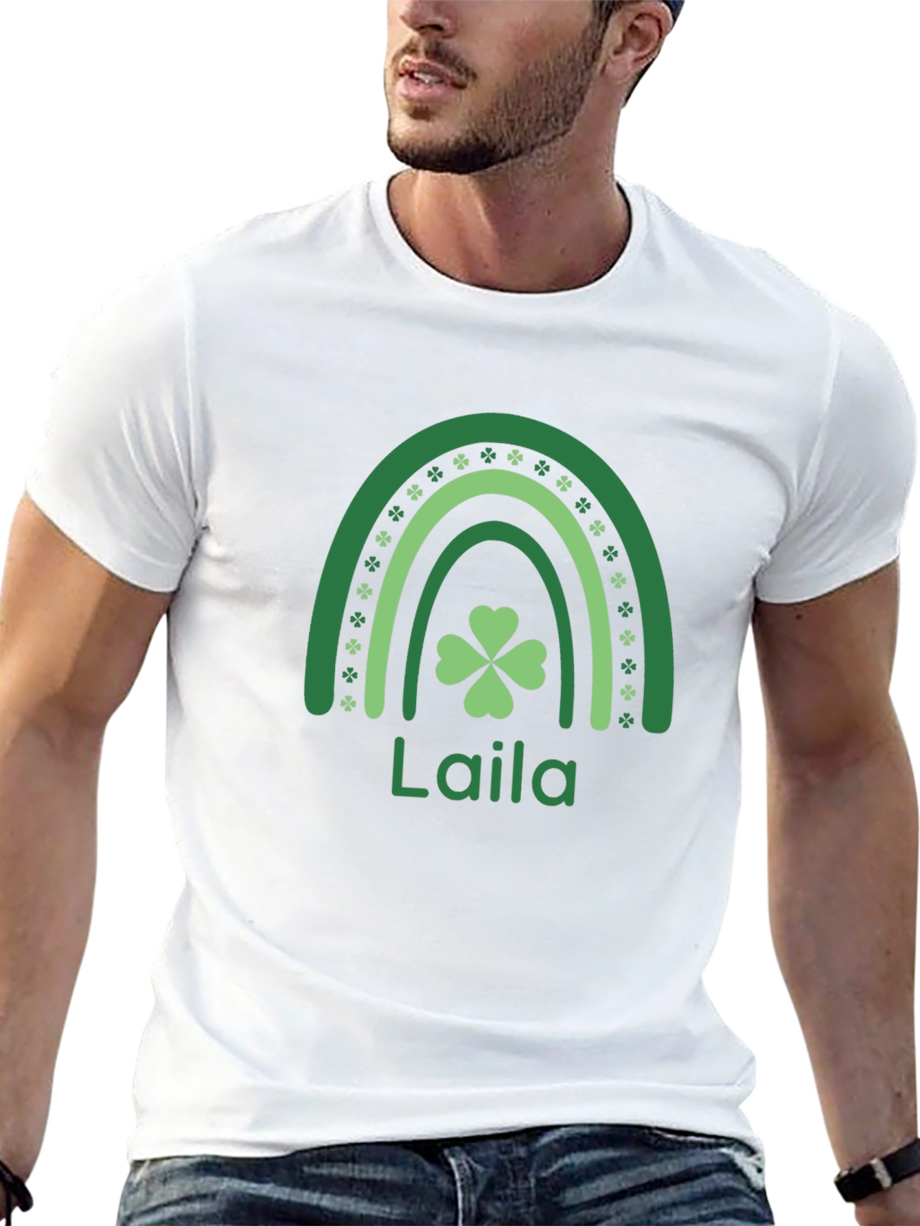 Personalized St. Patricks Day Shamrock Rainbow T-Shirt