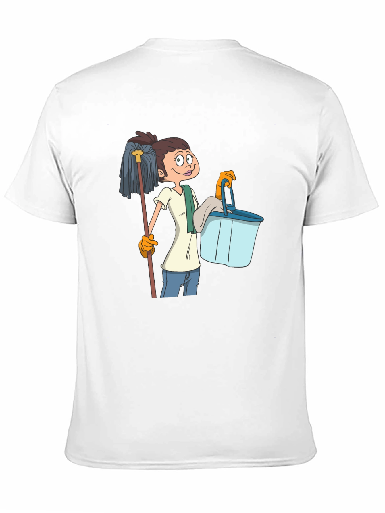 Cartoon Cleaning Lady Graphic T-Shirt