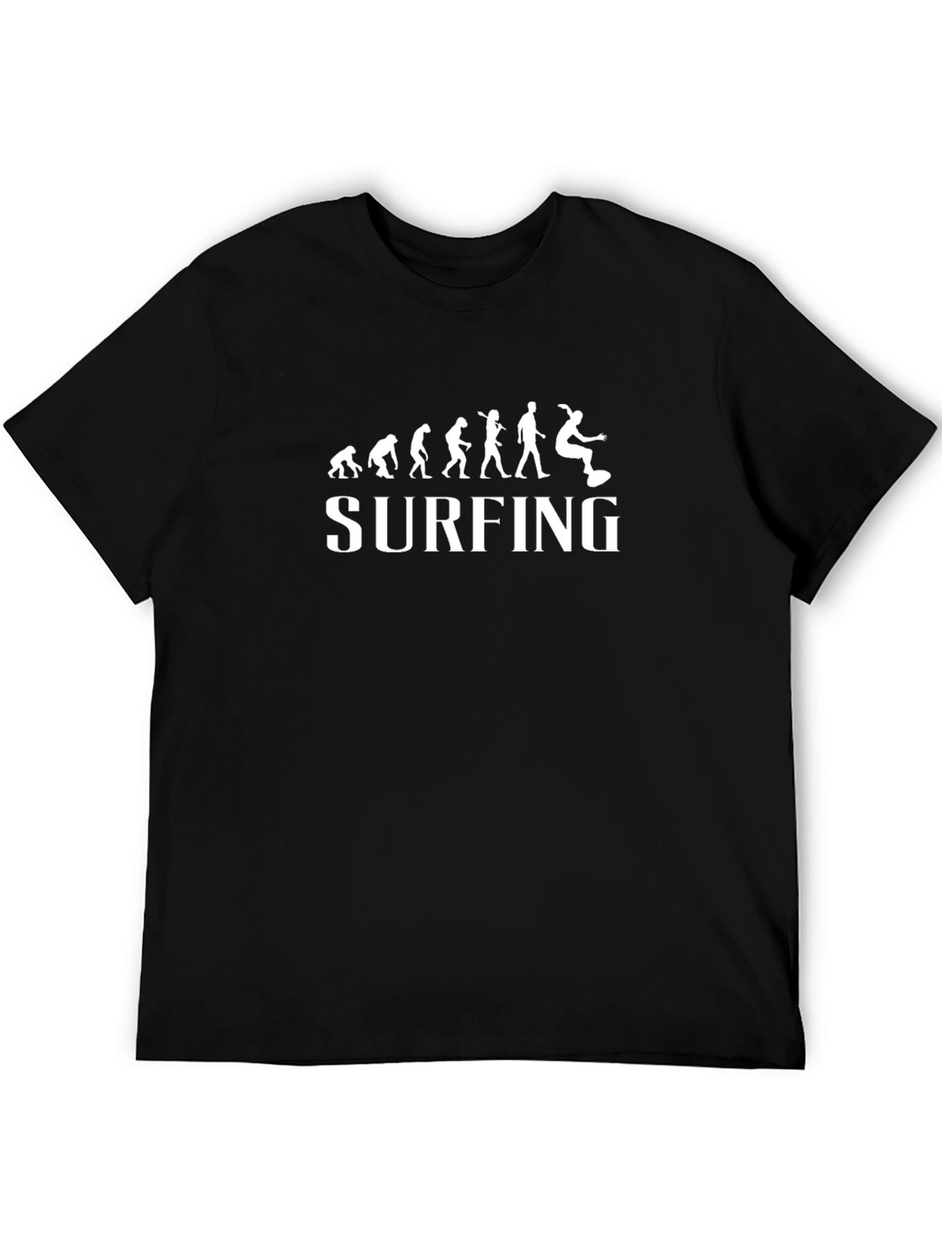 Surfing Evolution Graphic Tee - Black Cotton T-Shirt