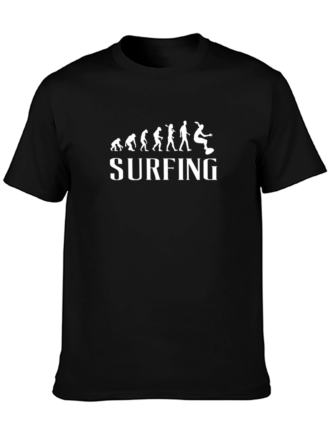 Surfing Evolution Graphic Tee - Black Cotton T-Shirt
