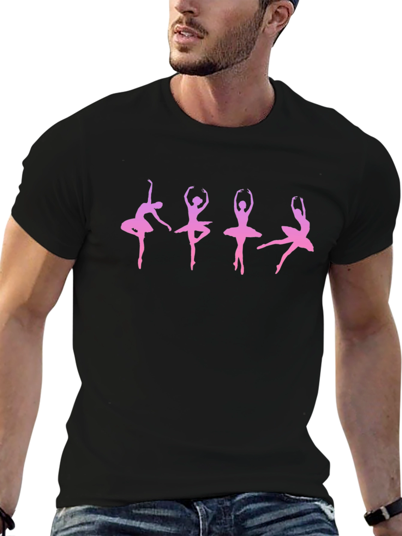Ballerina Silhouette Graphic Tee - Black