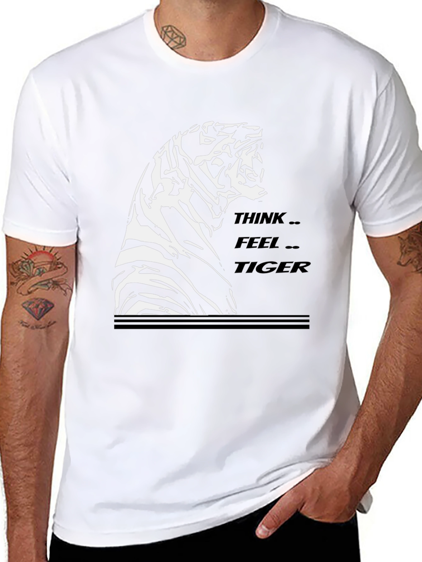 Think Feel Tiger Black Graphic T-Shirt