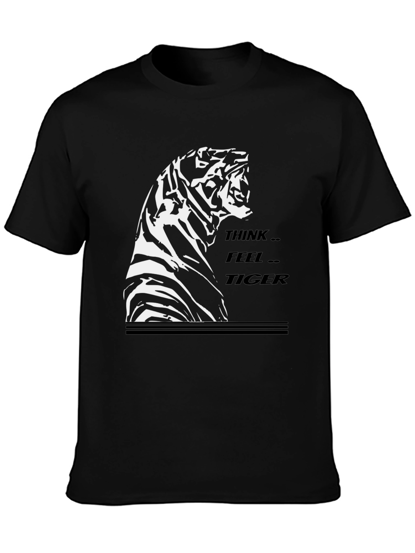 Think Feel Tiger Black Graphic T-Shirt