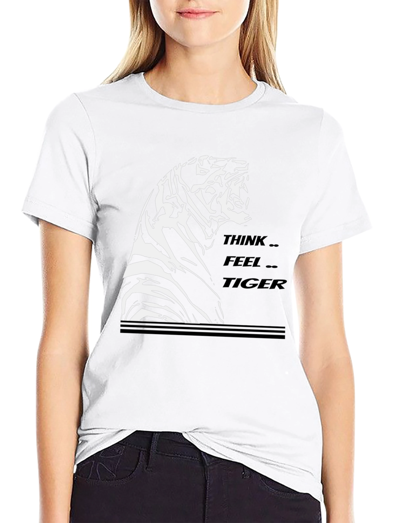 Think Feel Tiger Black Graphic T-Shirt