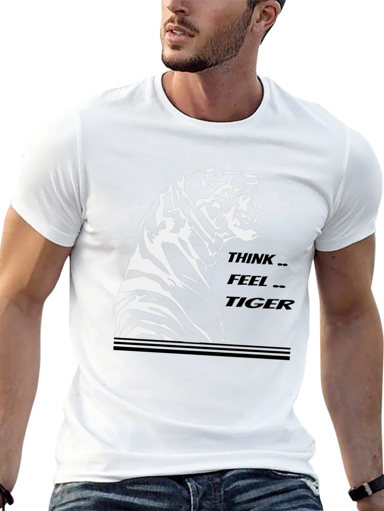 Think Feel Tiger Black Graphic T-Shirt