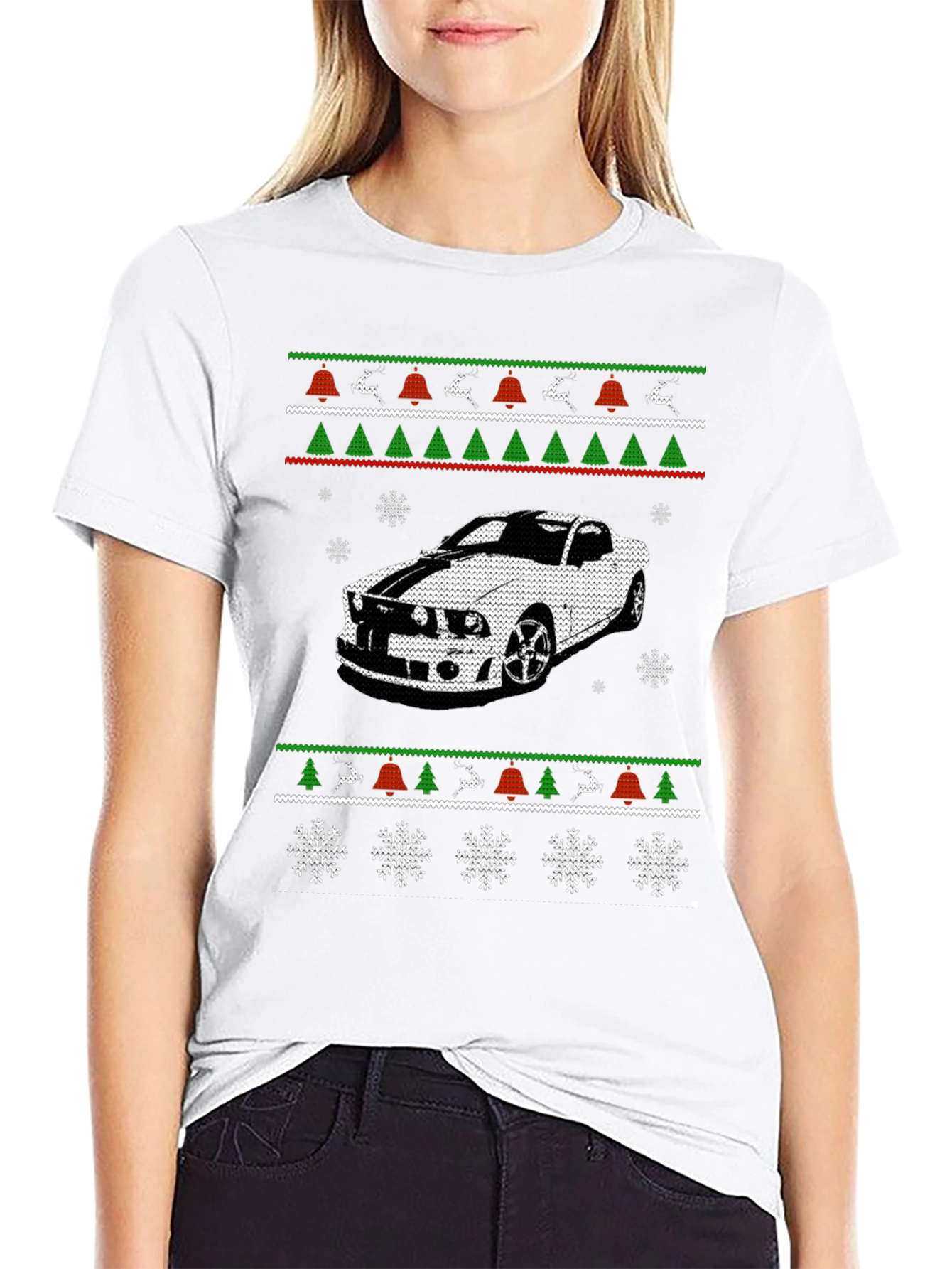 Car Christmas Ugly Sweater Style T-Shirt