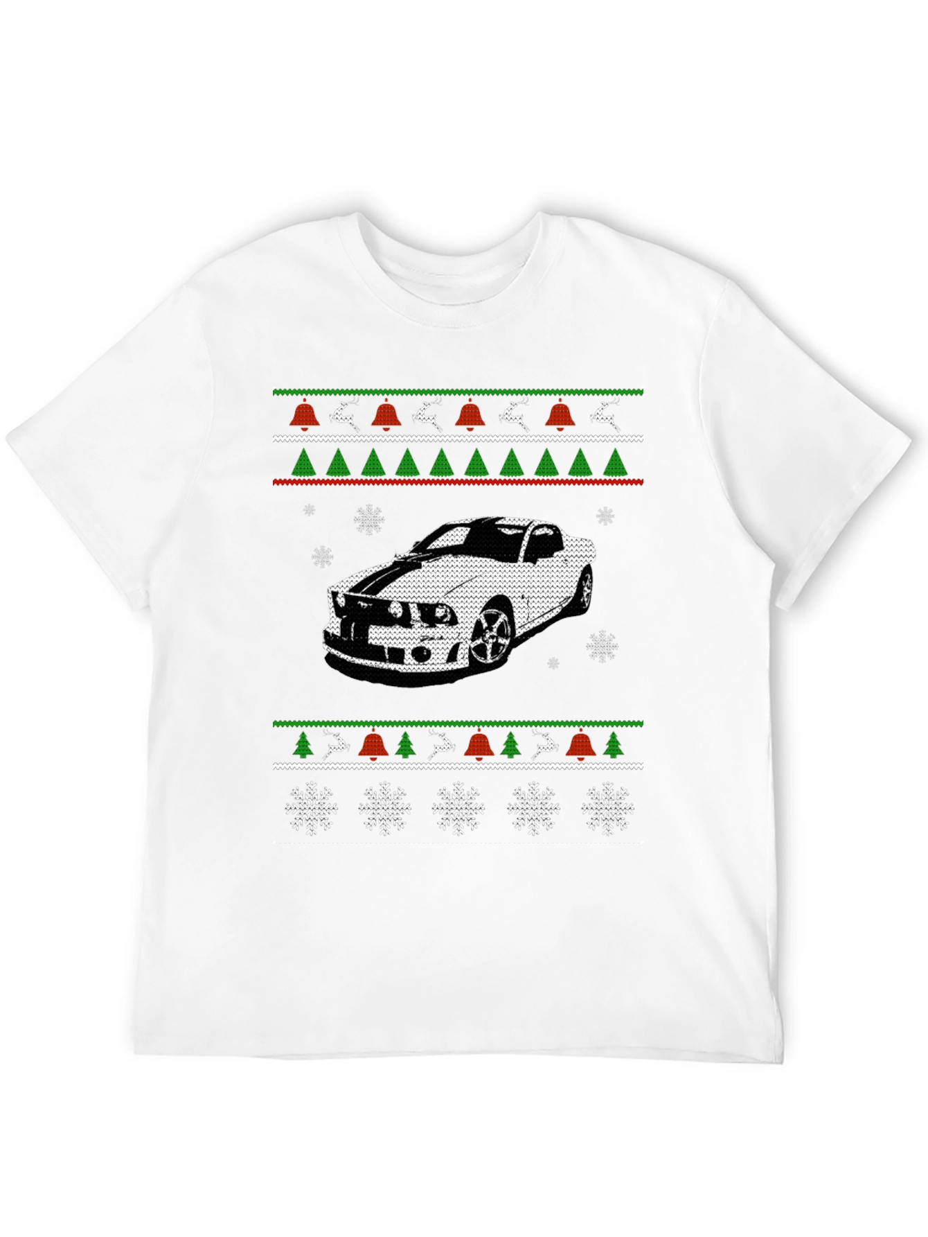 Car Christmas Ugly Sweater Style T-Shirt