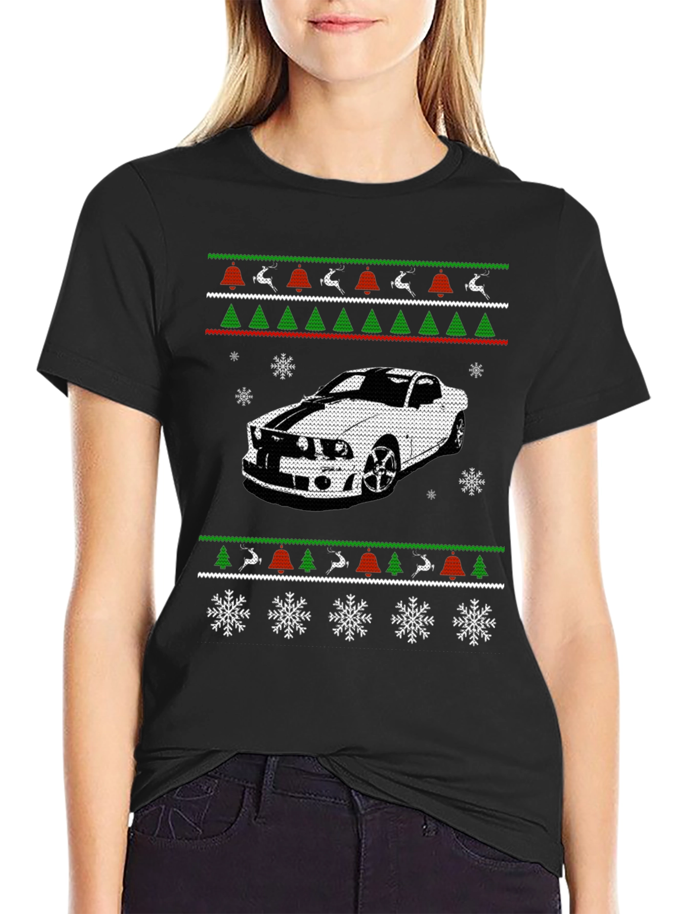 Car Christmas Ugly Sweater Style T-Shirt