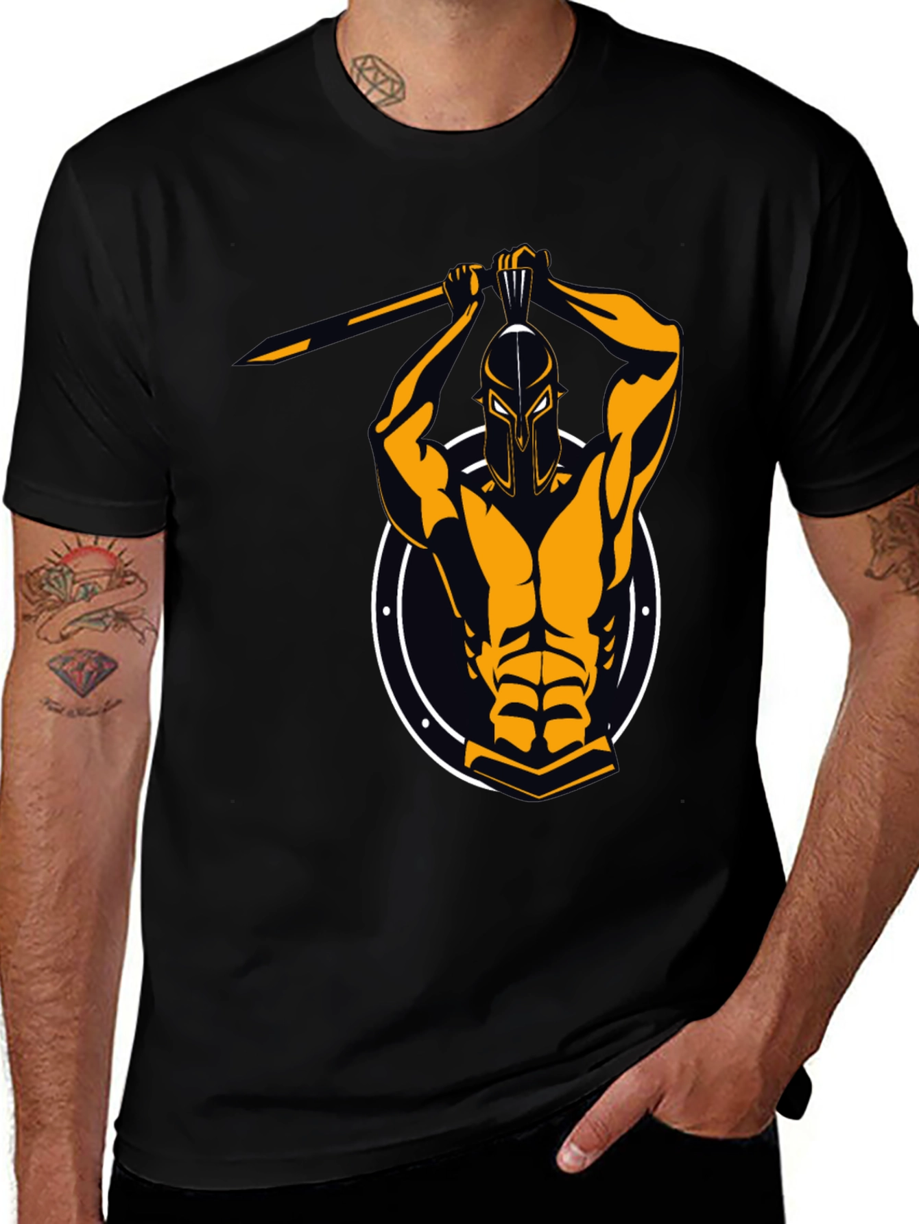 Spartan Warrior Graphic Tee - Black