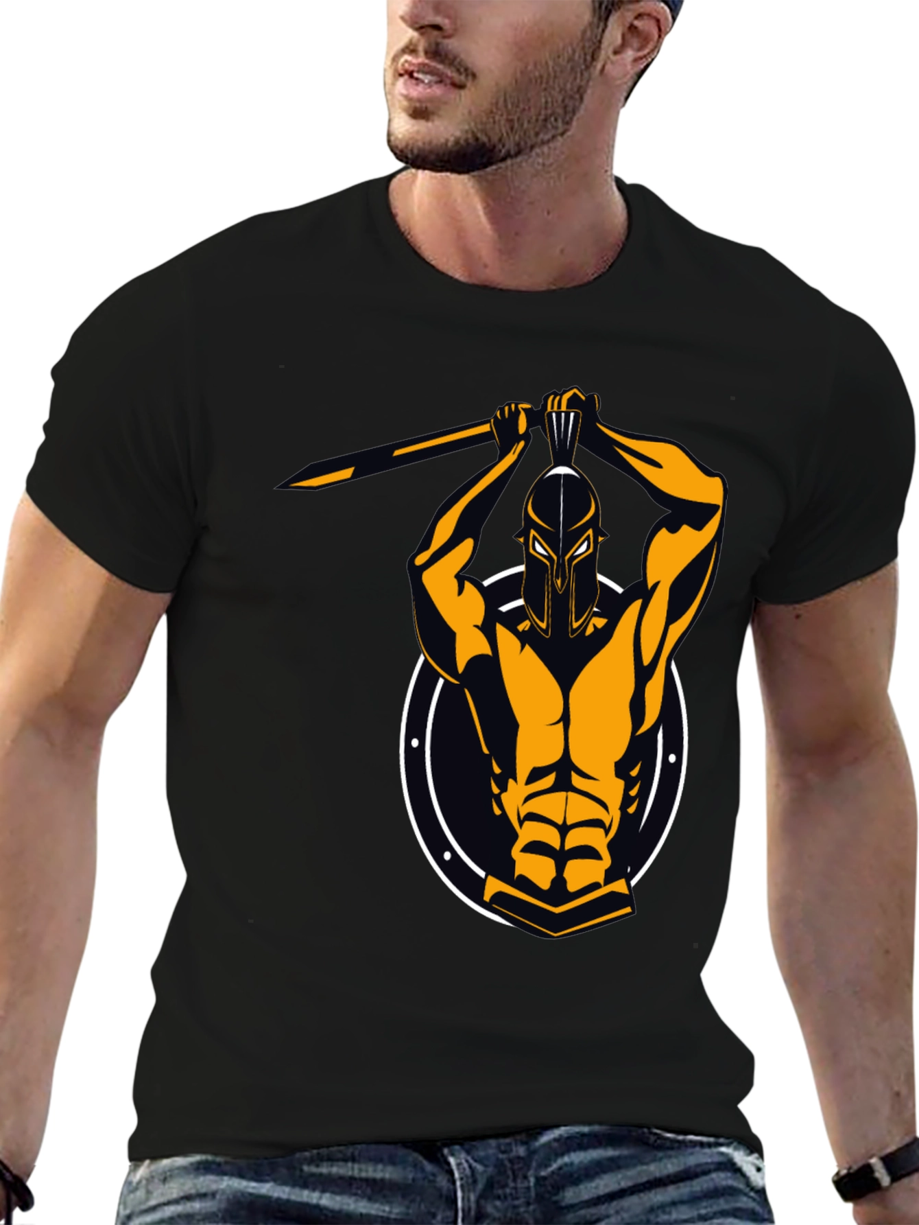 Spartan Warrior Graphic Tee - Black