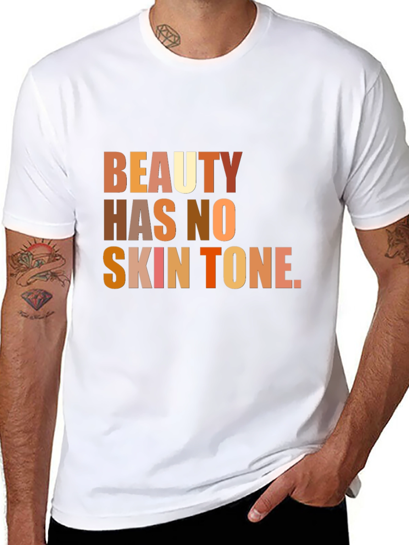 Beauty Has No Skin Tone Graphic T-Shirt - Black