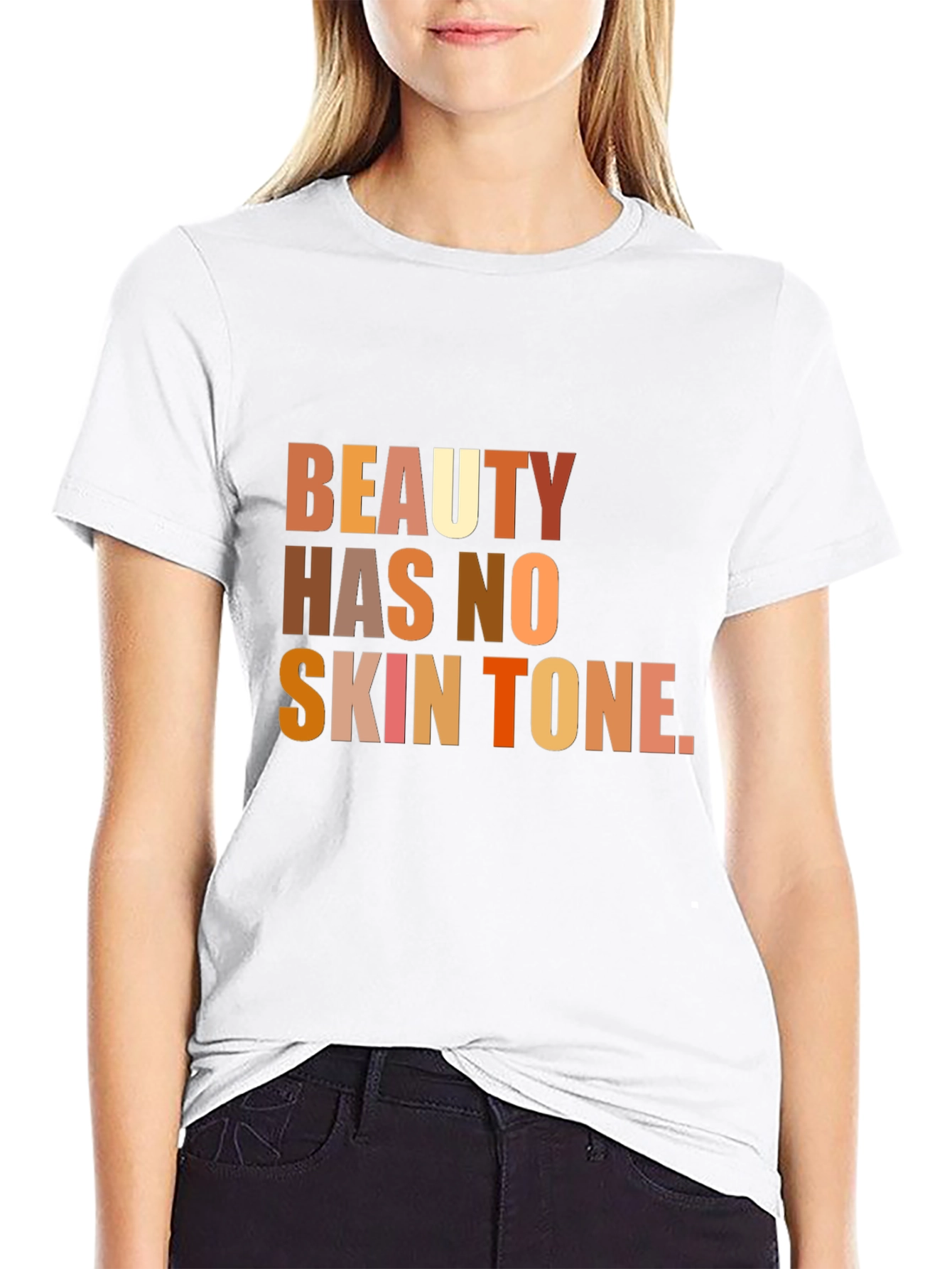 Beauty Has No Skin Tone Graphic T-Shirt - Black