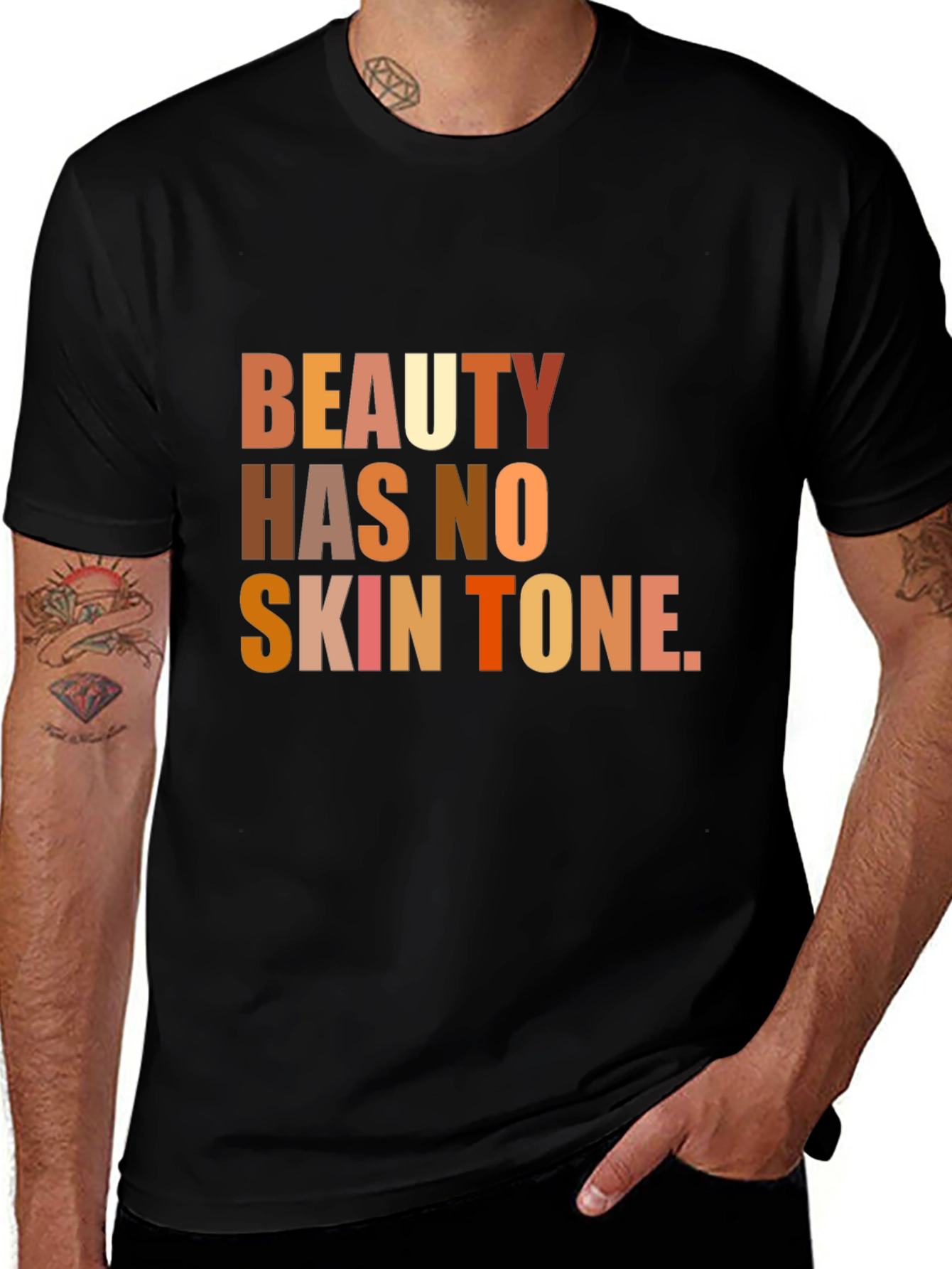 Beauty Has No Skin Tone Graphic T-Shirt - Black