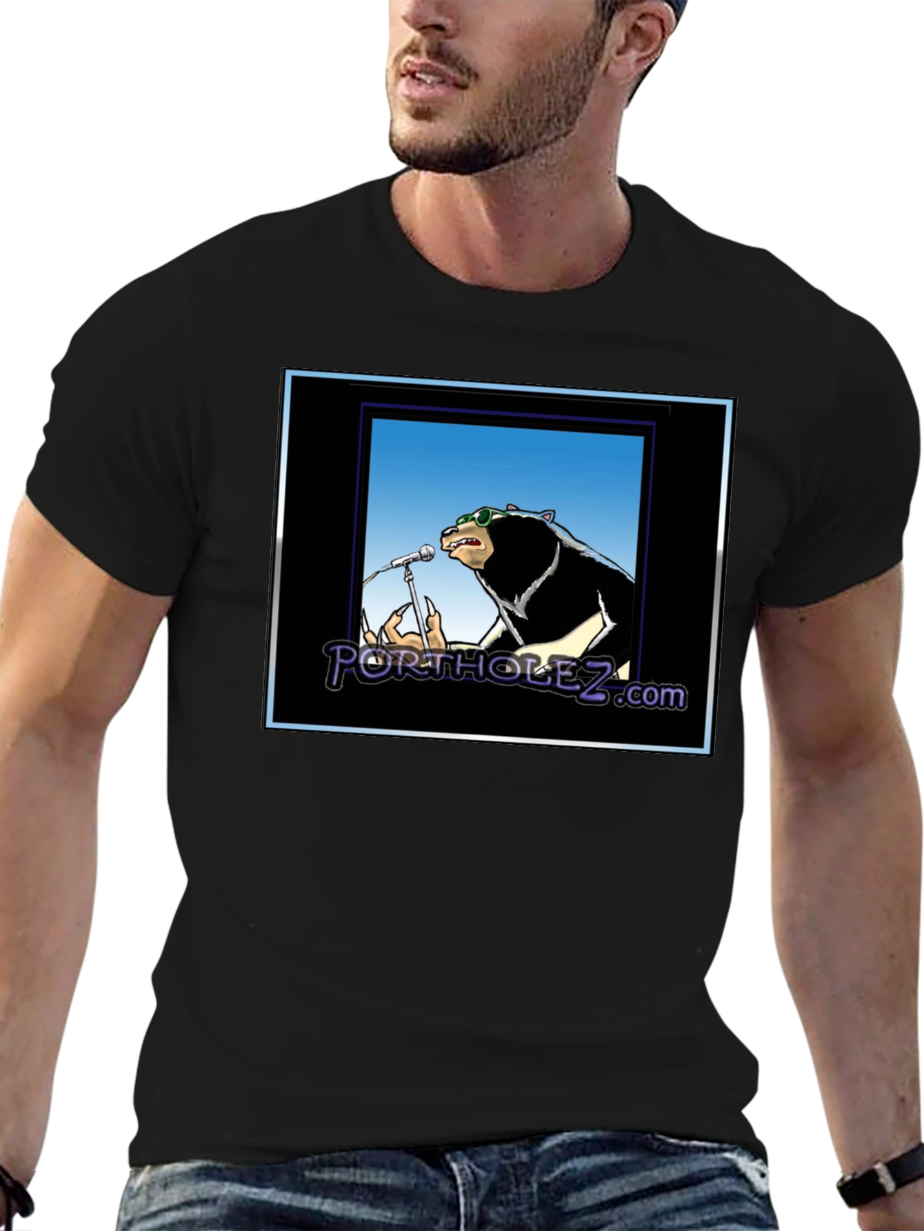Cool Bear Rock Star Black T-Shirt