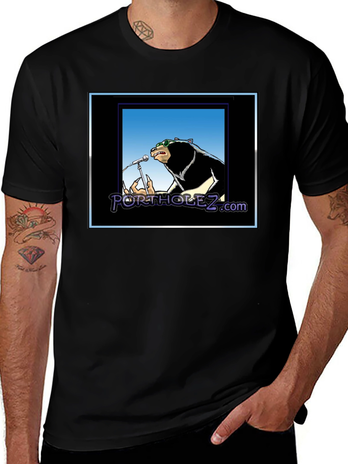 Cool Bear Rock Star Black T-Shirt