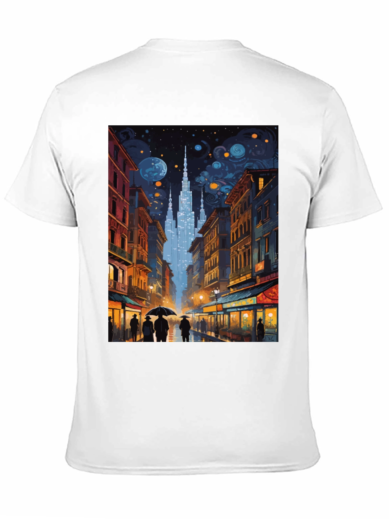 Starry Night Cityscape Graphic Tee