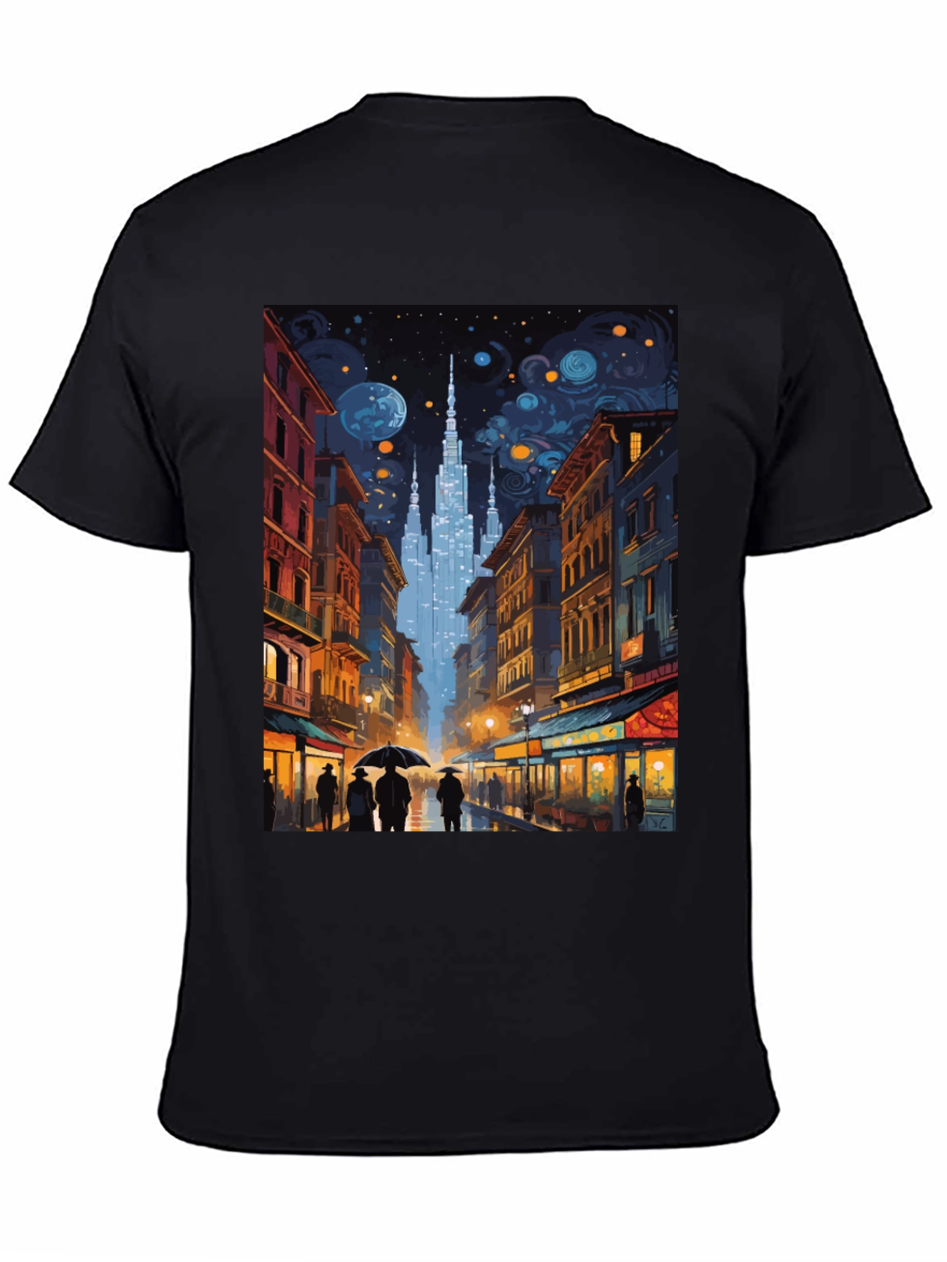 Starry Night Cityscape Graphic Tee