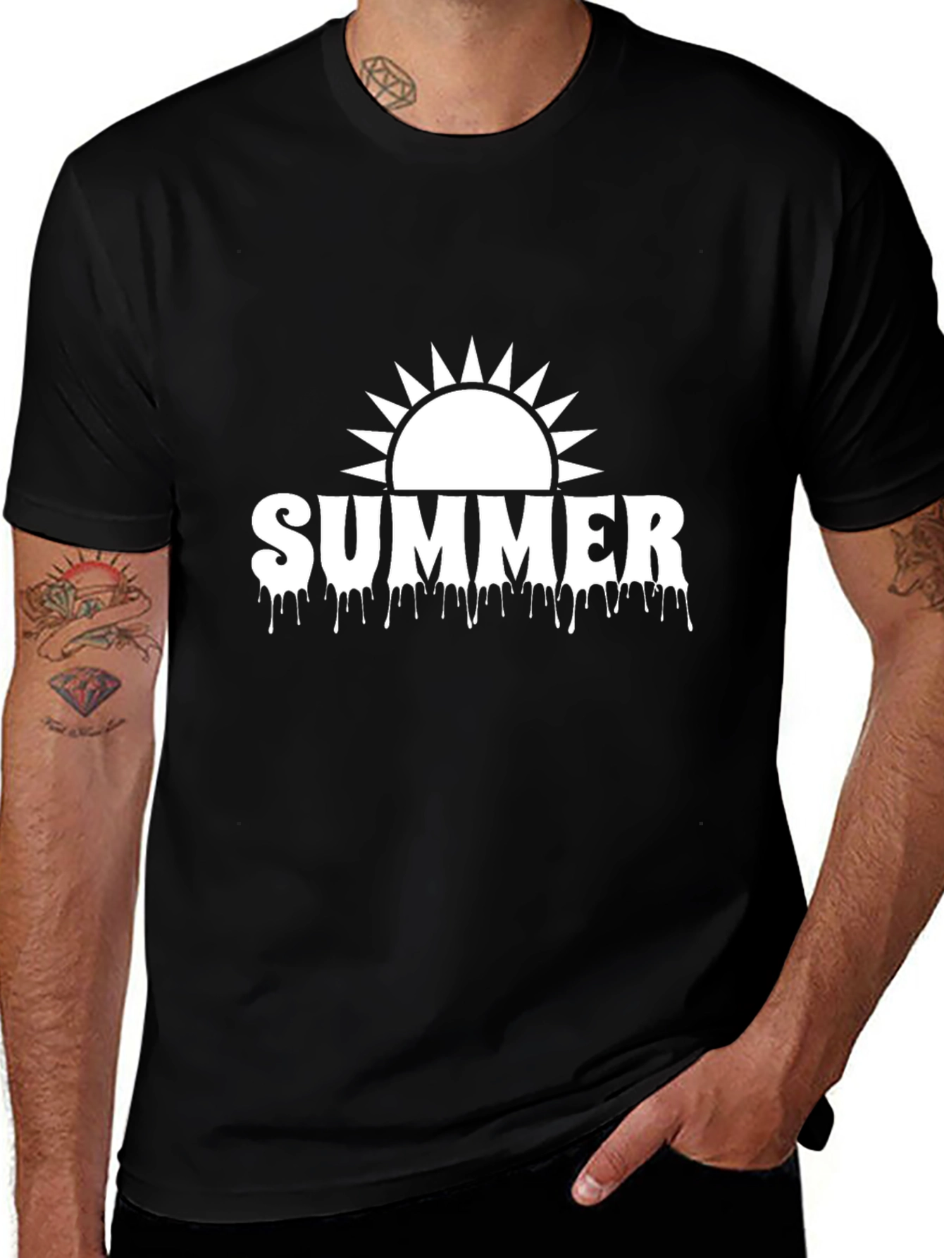 Summer Sun Graphic Tee - Casual Black T-Shirt
