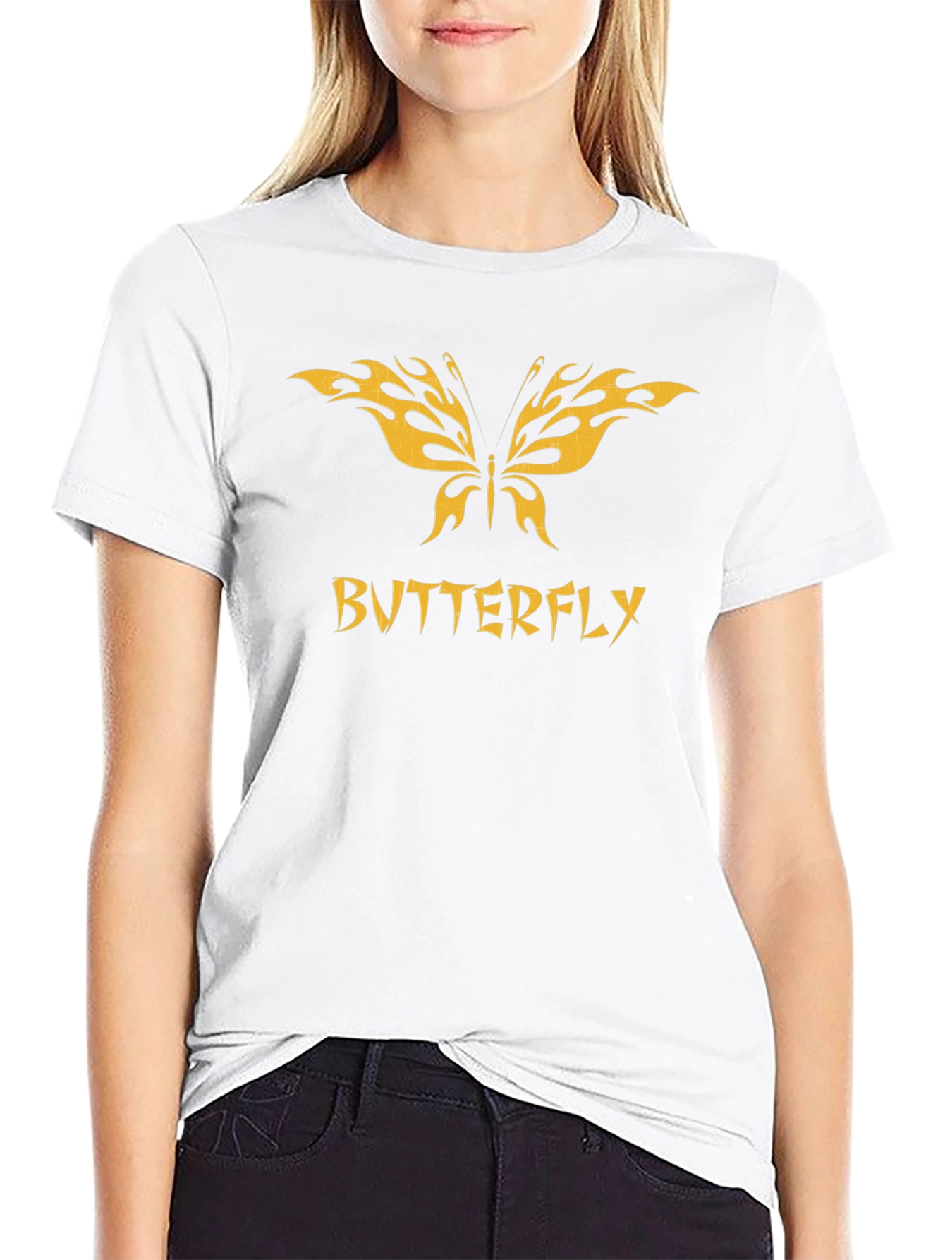 Butterfly Graphic Tee - Black Cotton Comfort