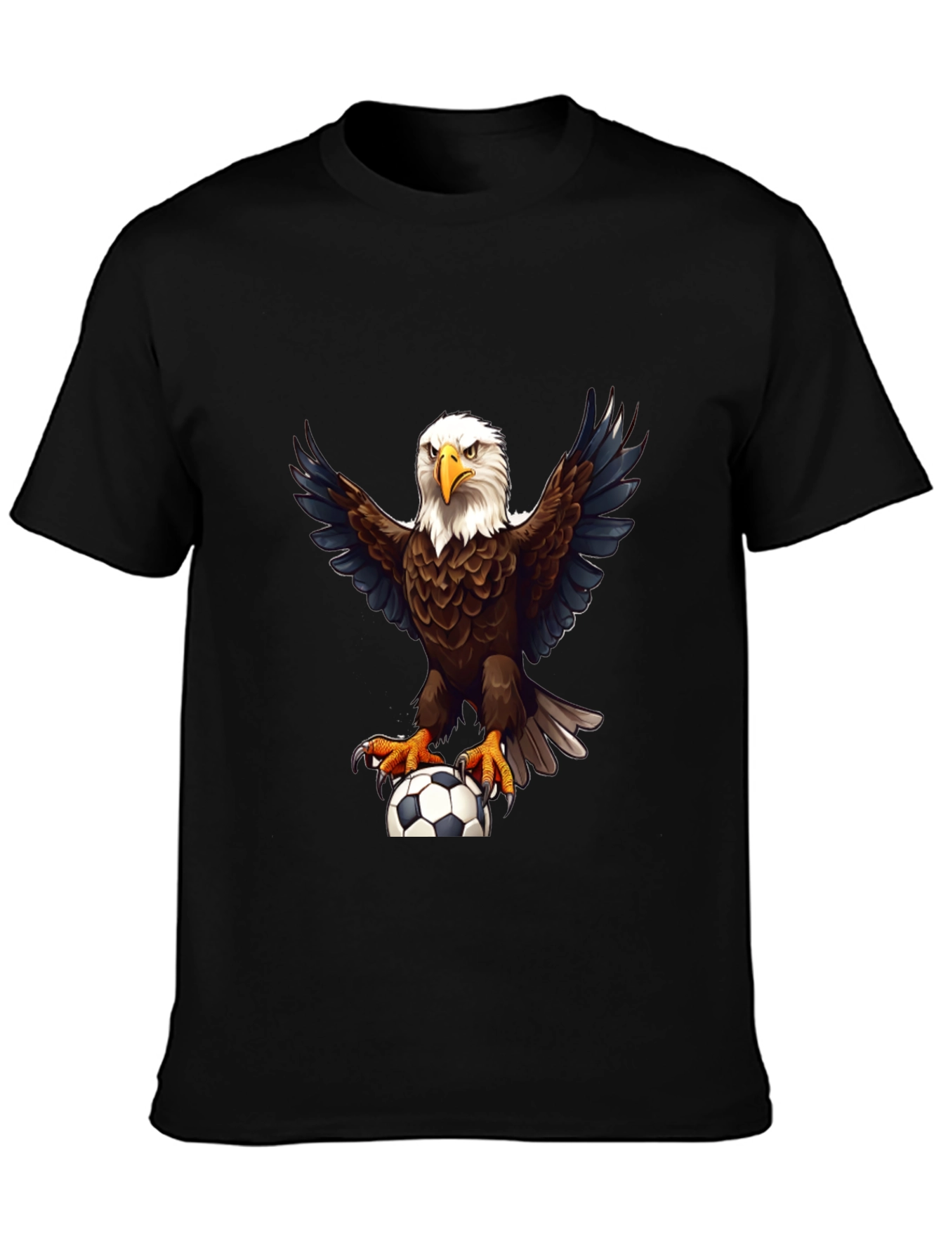 Eagle Soccer Graphic Tee - Black Cotton Shirt