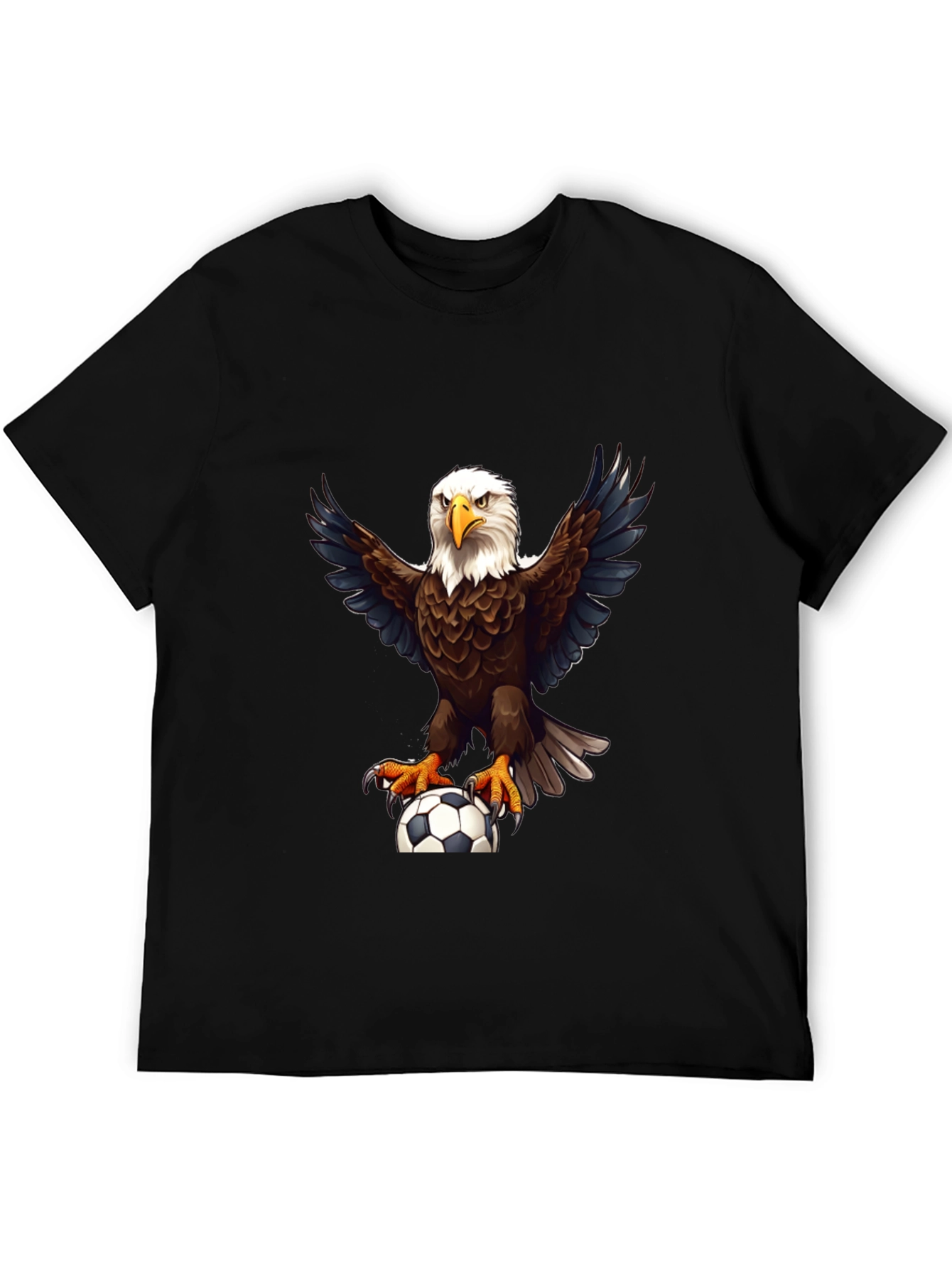Eagle Soccer Graphic Tee - Black Cotton Shirt