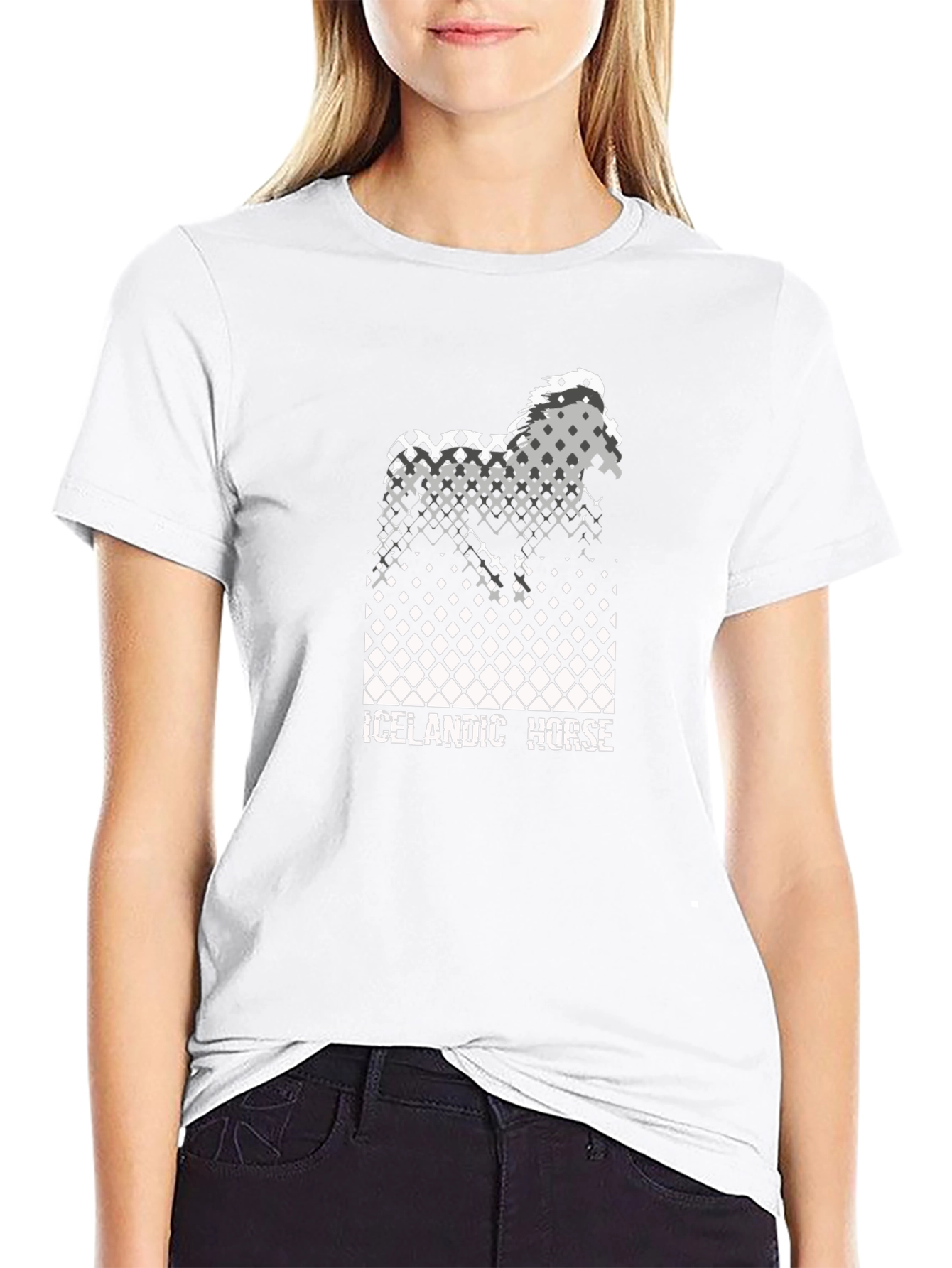 Icelandic Horse Graphic Tee - Black Cotton T-Shirt