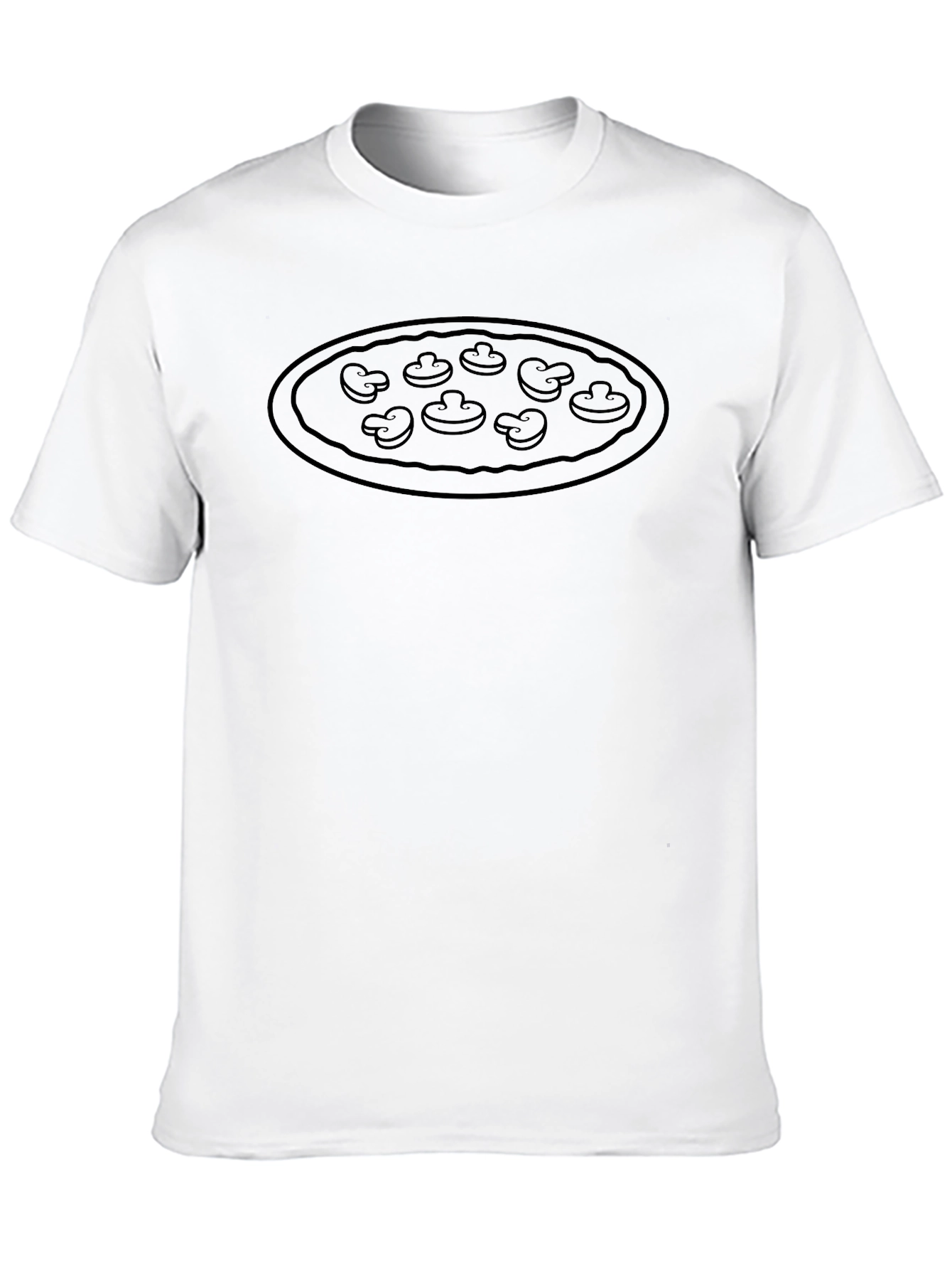 Mushroom Pizza Graphic Tee - Black Crew Neck T-Shirt