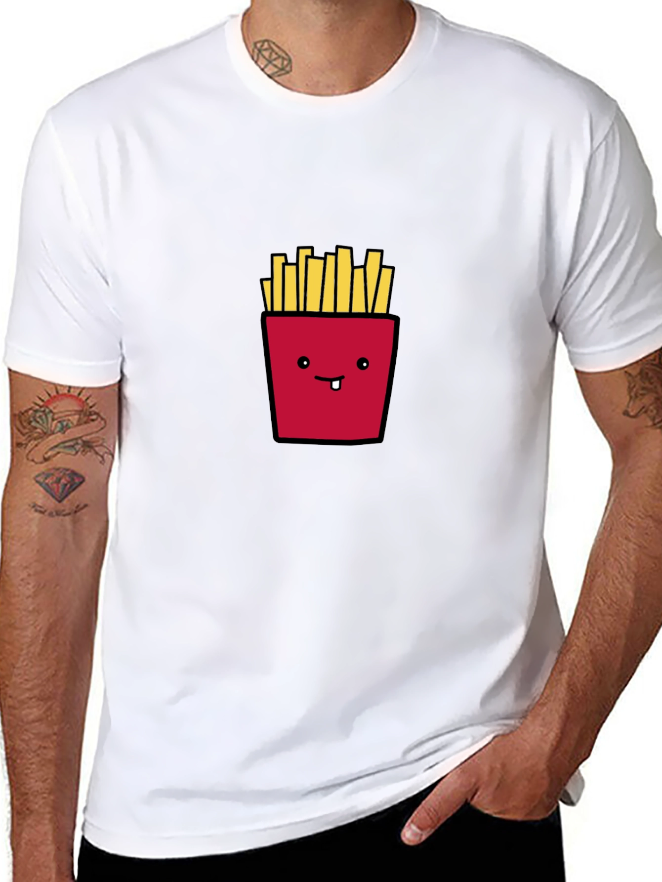 Funny French Fries Graphic Tee - Black Casual Shirt