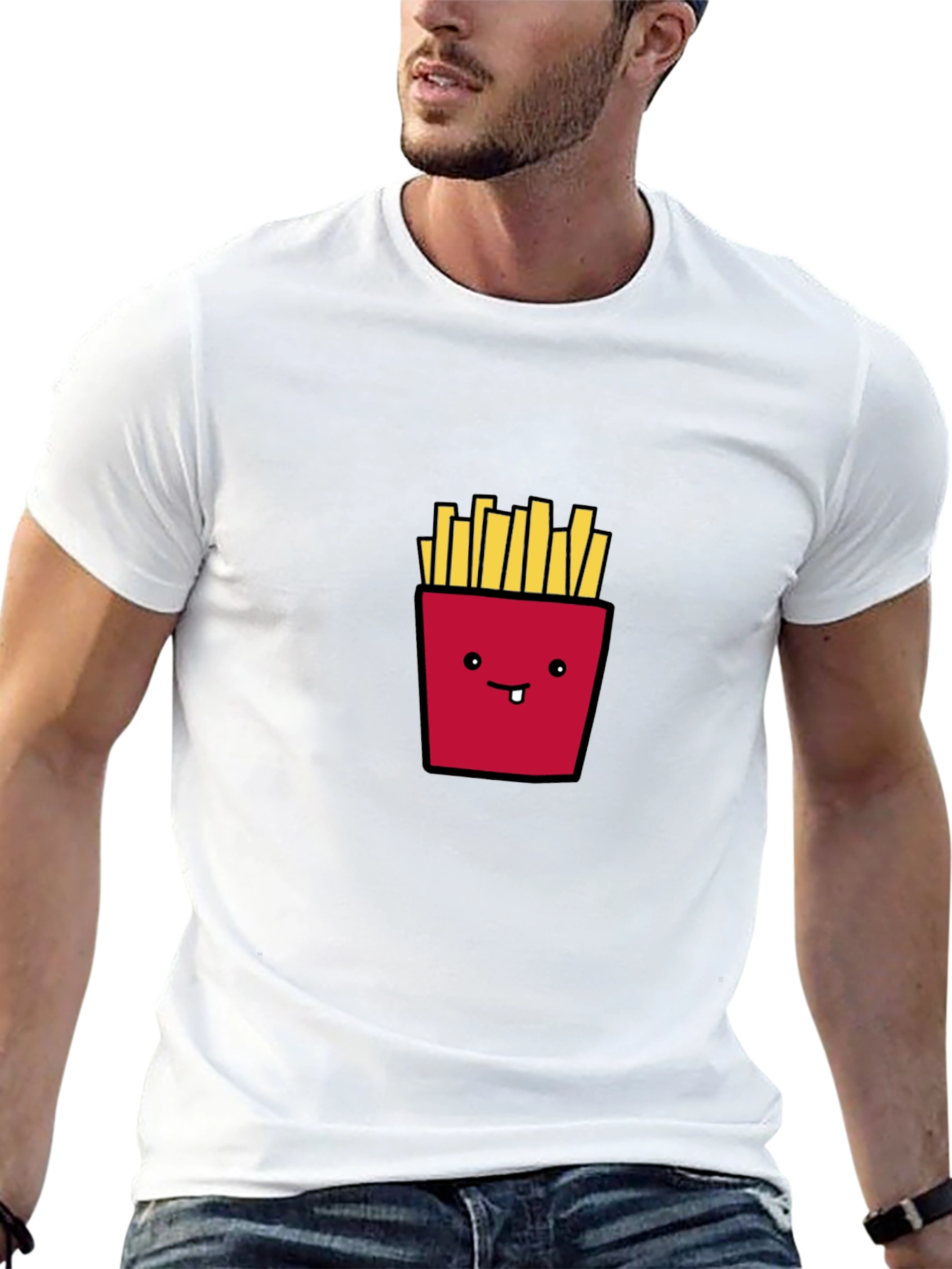 Funny French Fries Graphic Tee - Black Casual Shirt