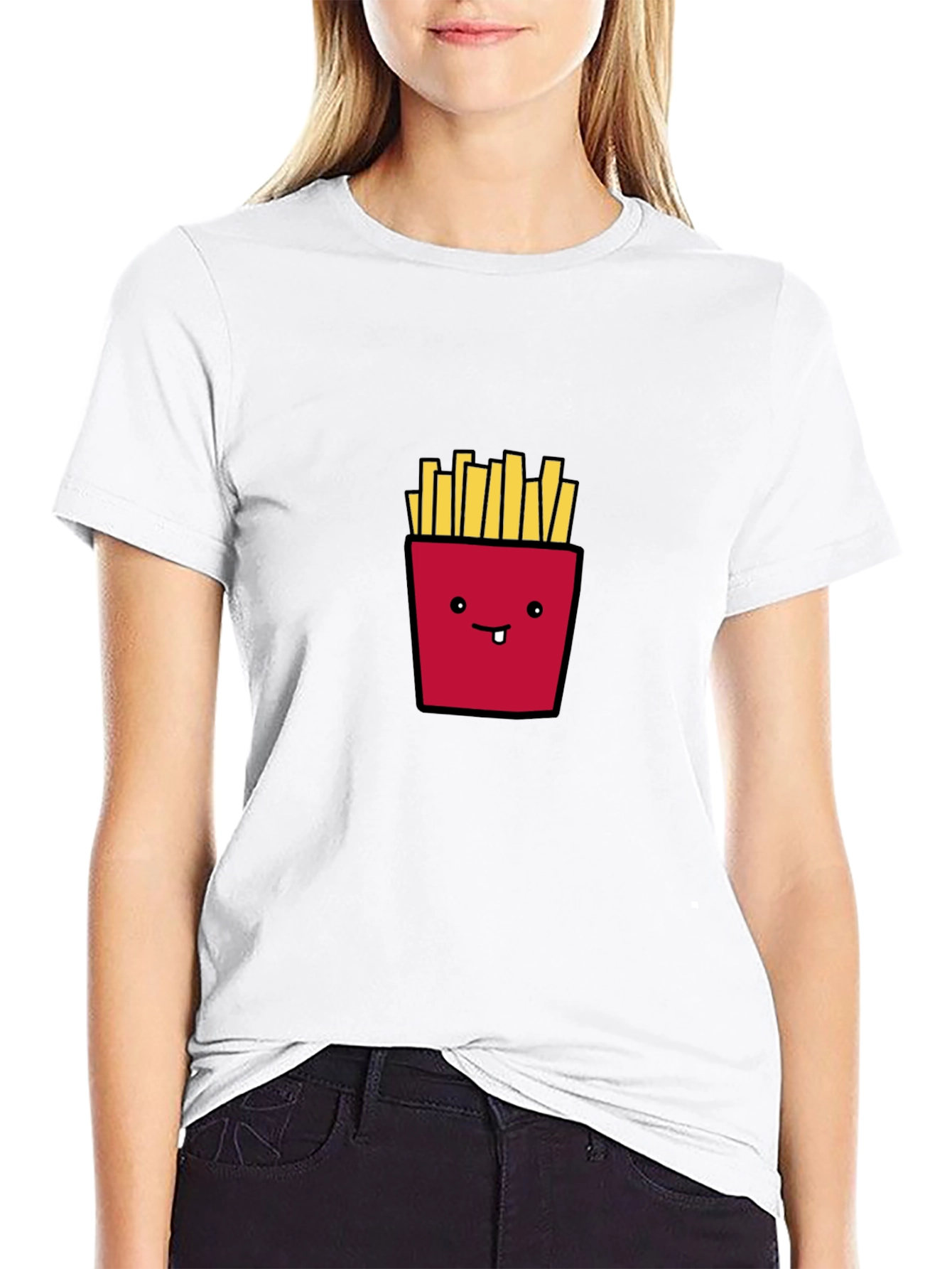 Funny French Fries Graphic Tee - Black Casual Shirt