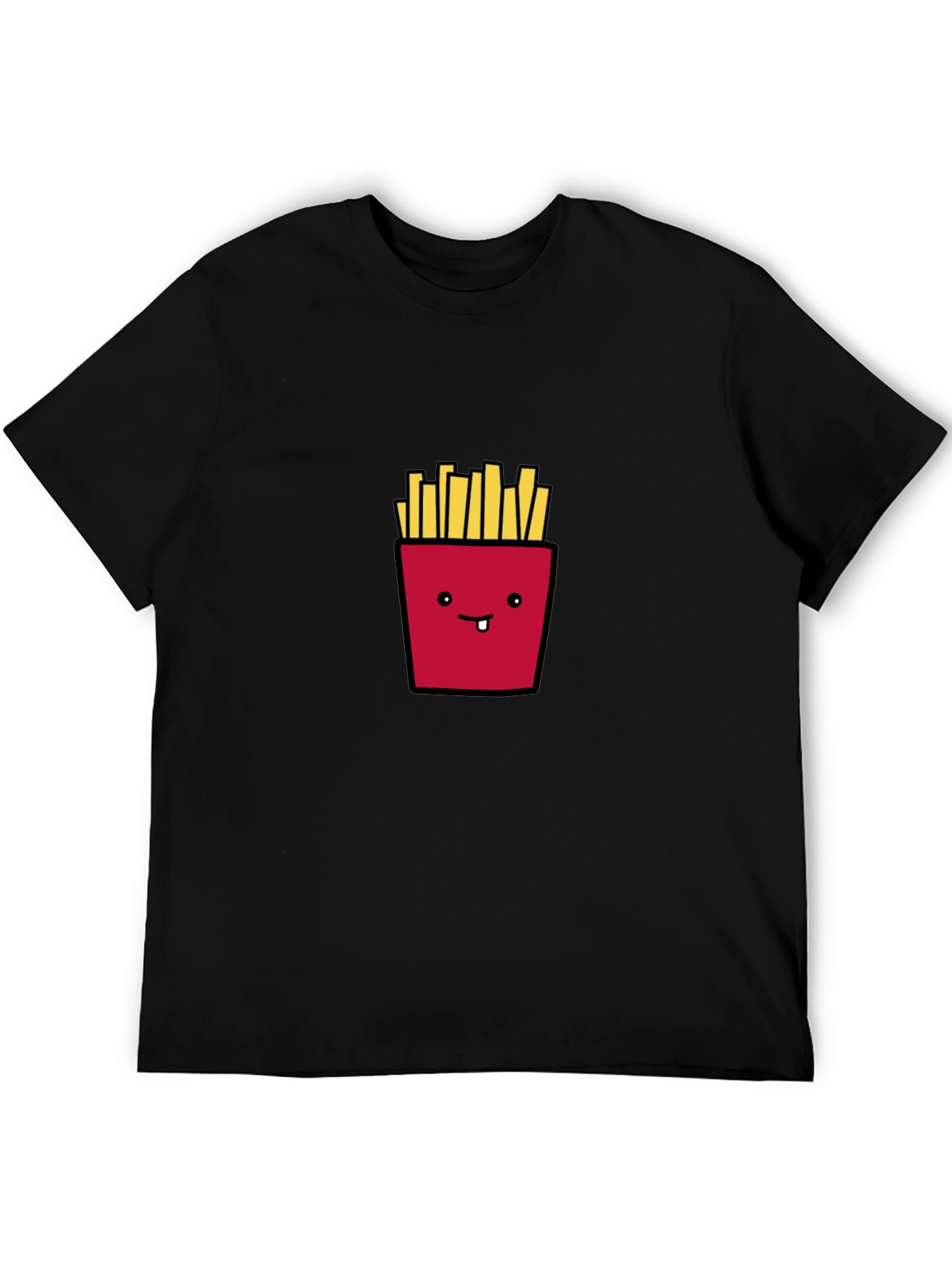 Funny French Fries Graphic Tee - Black Casual Shirt