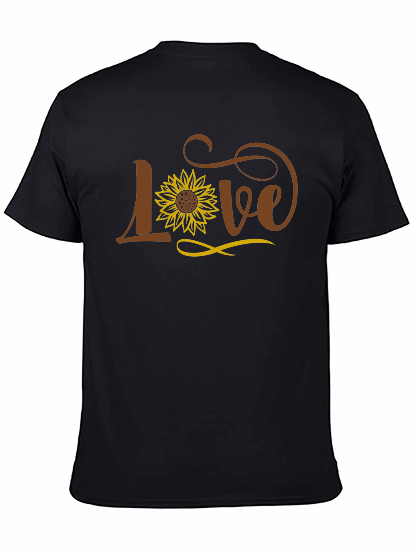 Sunflower Love Graphic Tee - Black Cotton Casual T-Shirt