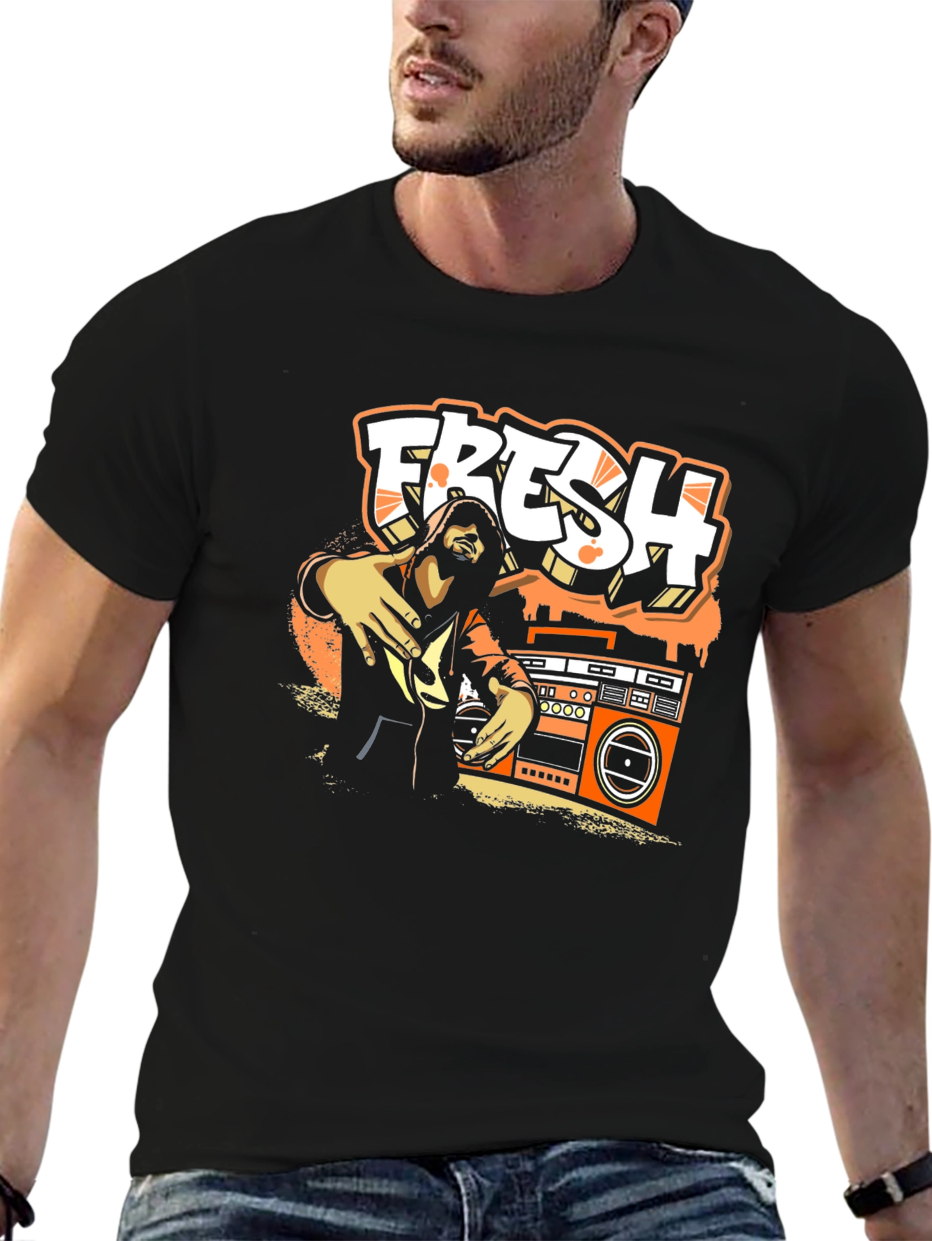 Fresh Graphic Print Black T-Shirt