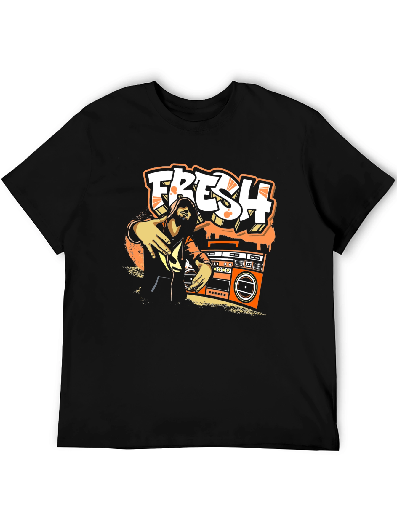 Fresh Graphic Print Black T-Shirt