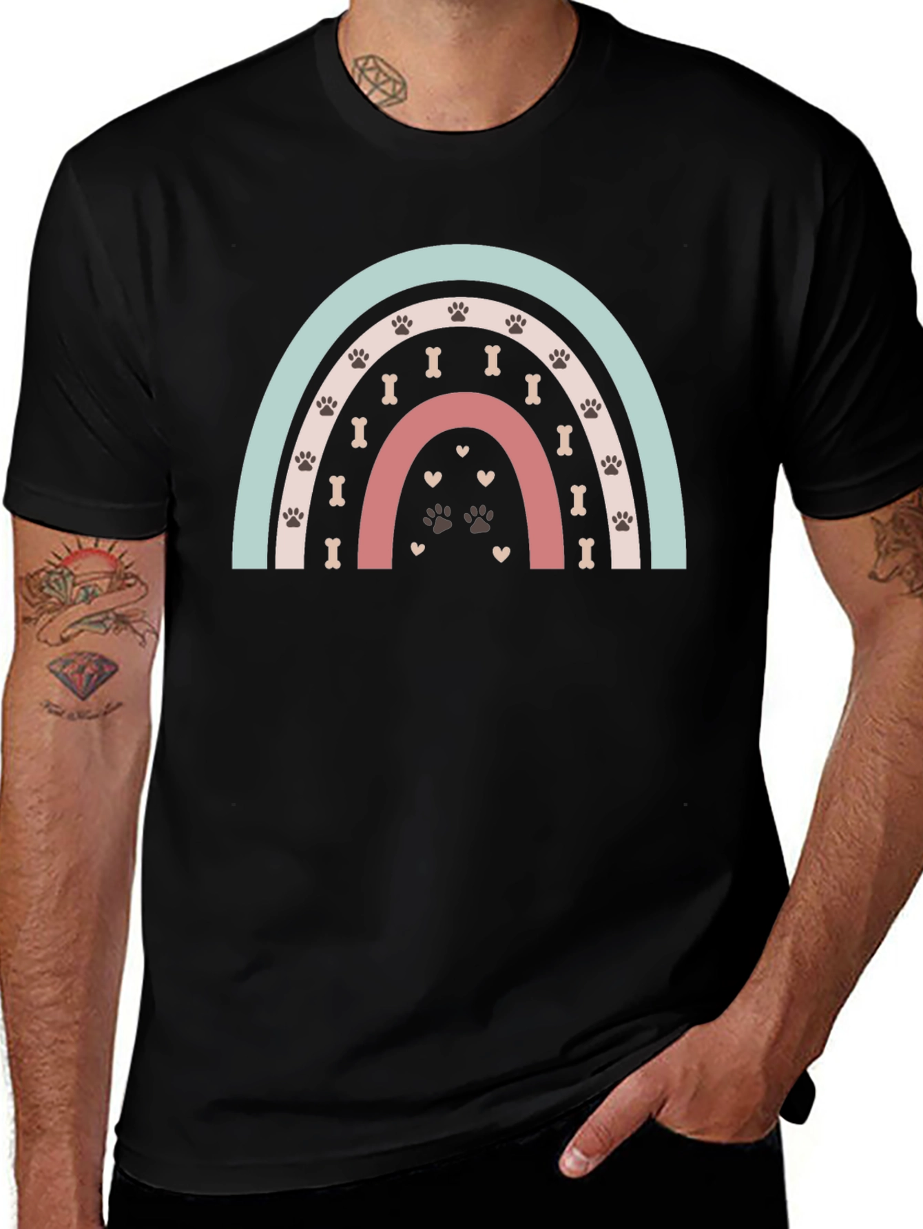 Dog Lover Rainbow Graphic T-Shirt
