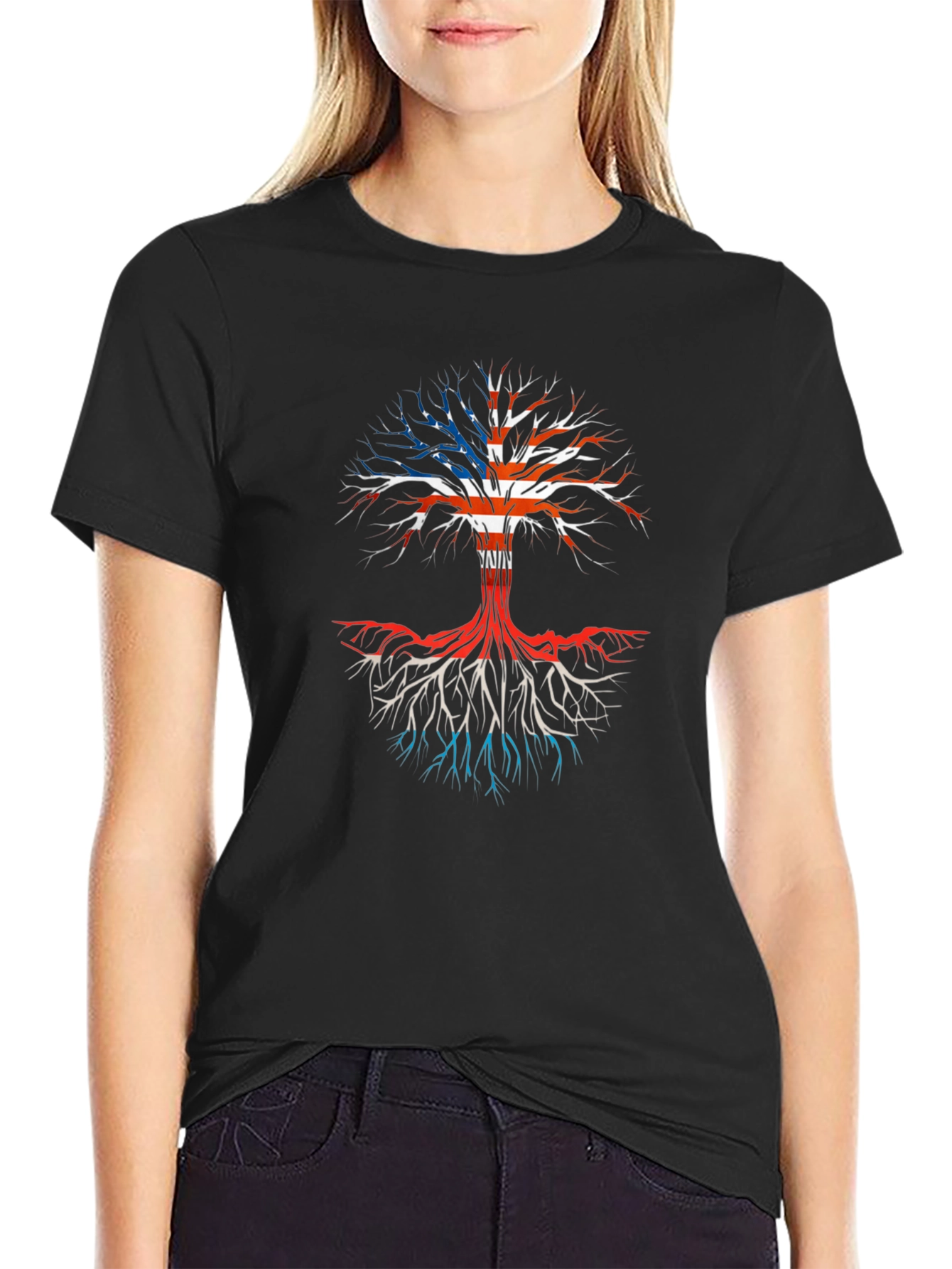 USA Roots Tree Graphic T-Shirt
