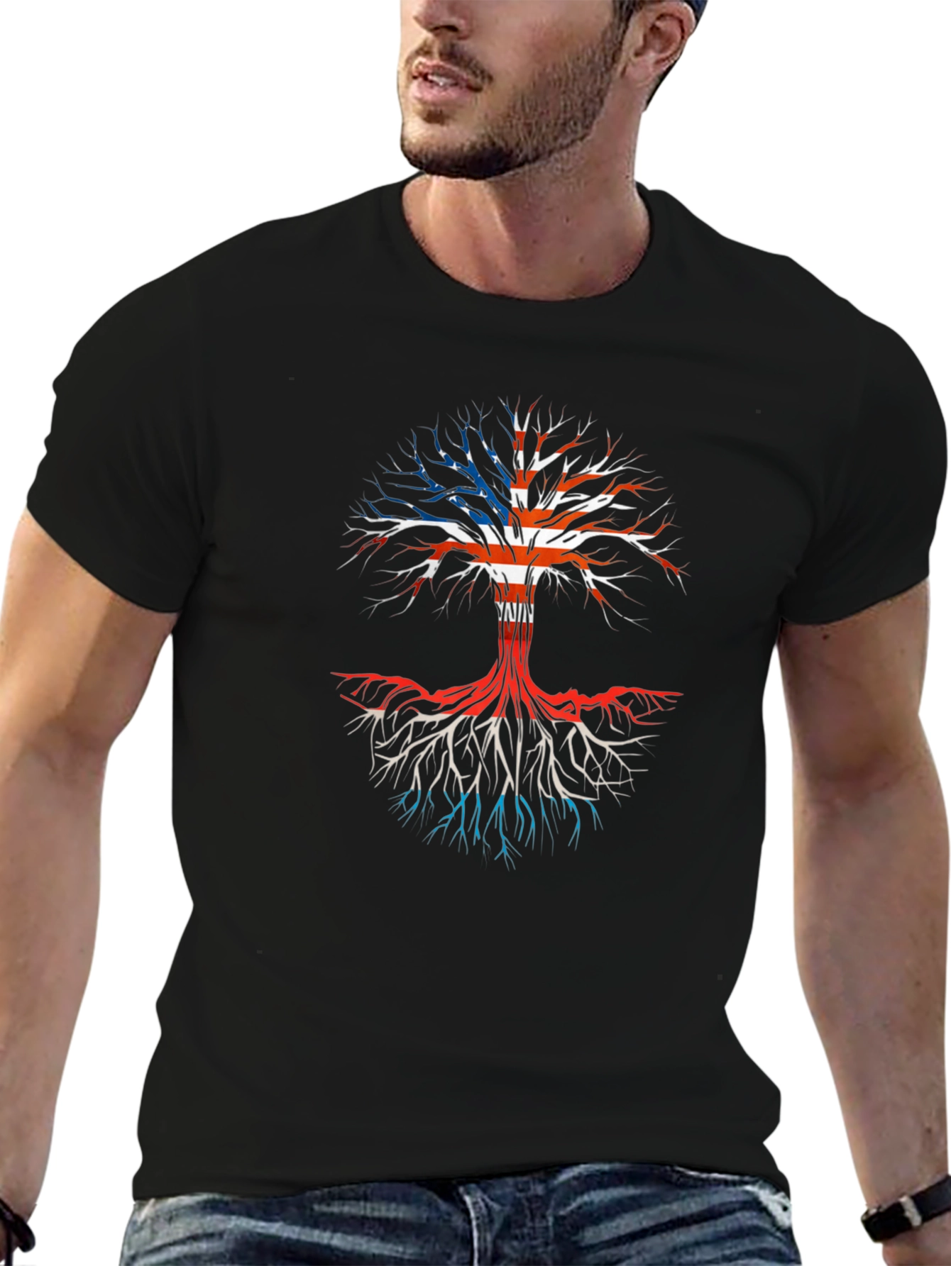 USA Roots Tree Graphic T-Shirt