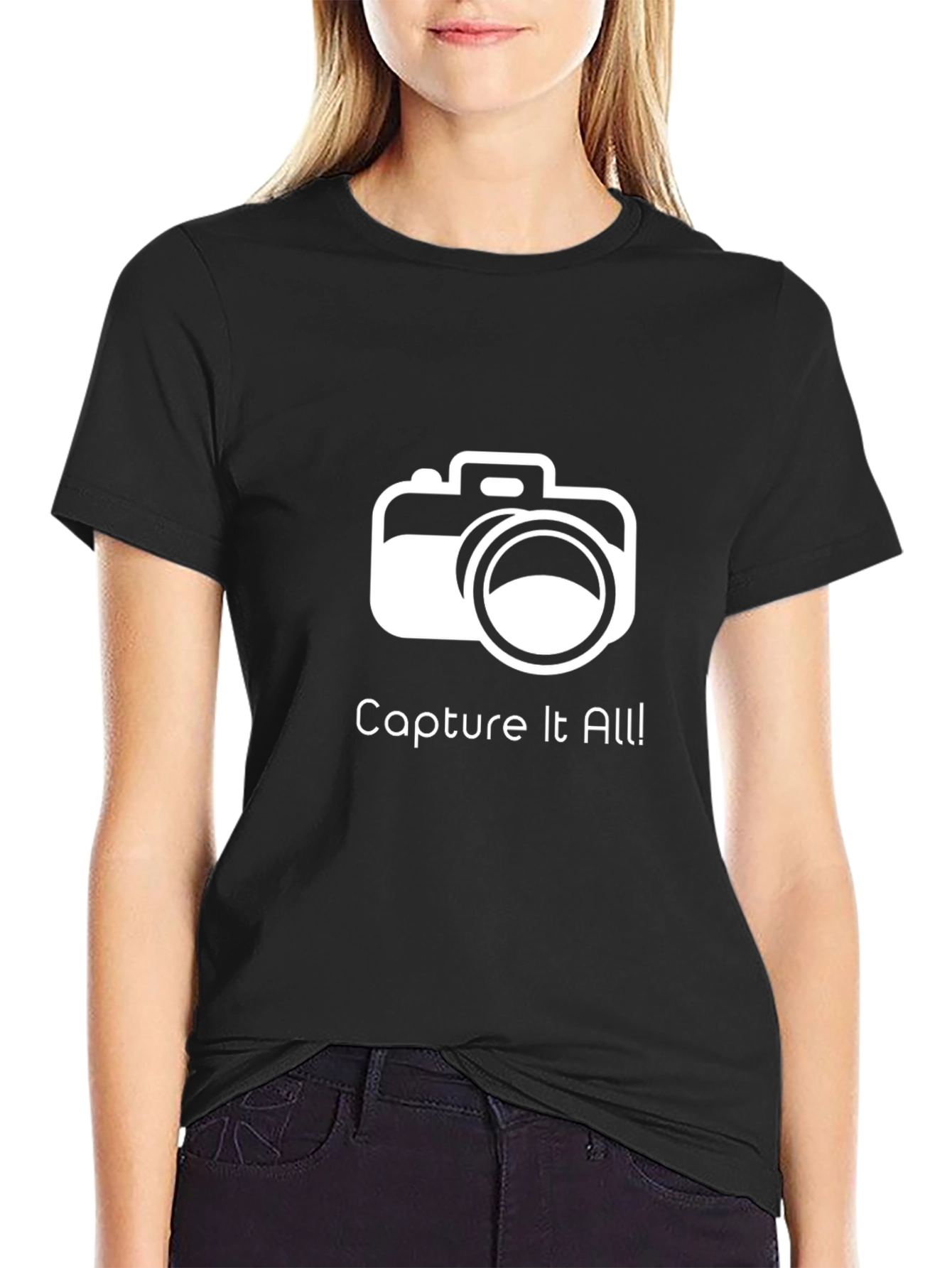 Capture It All! Black Graphic T-Shirt