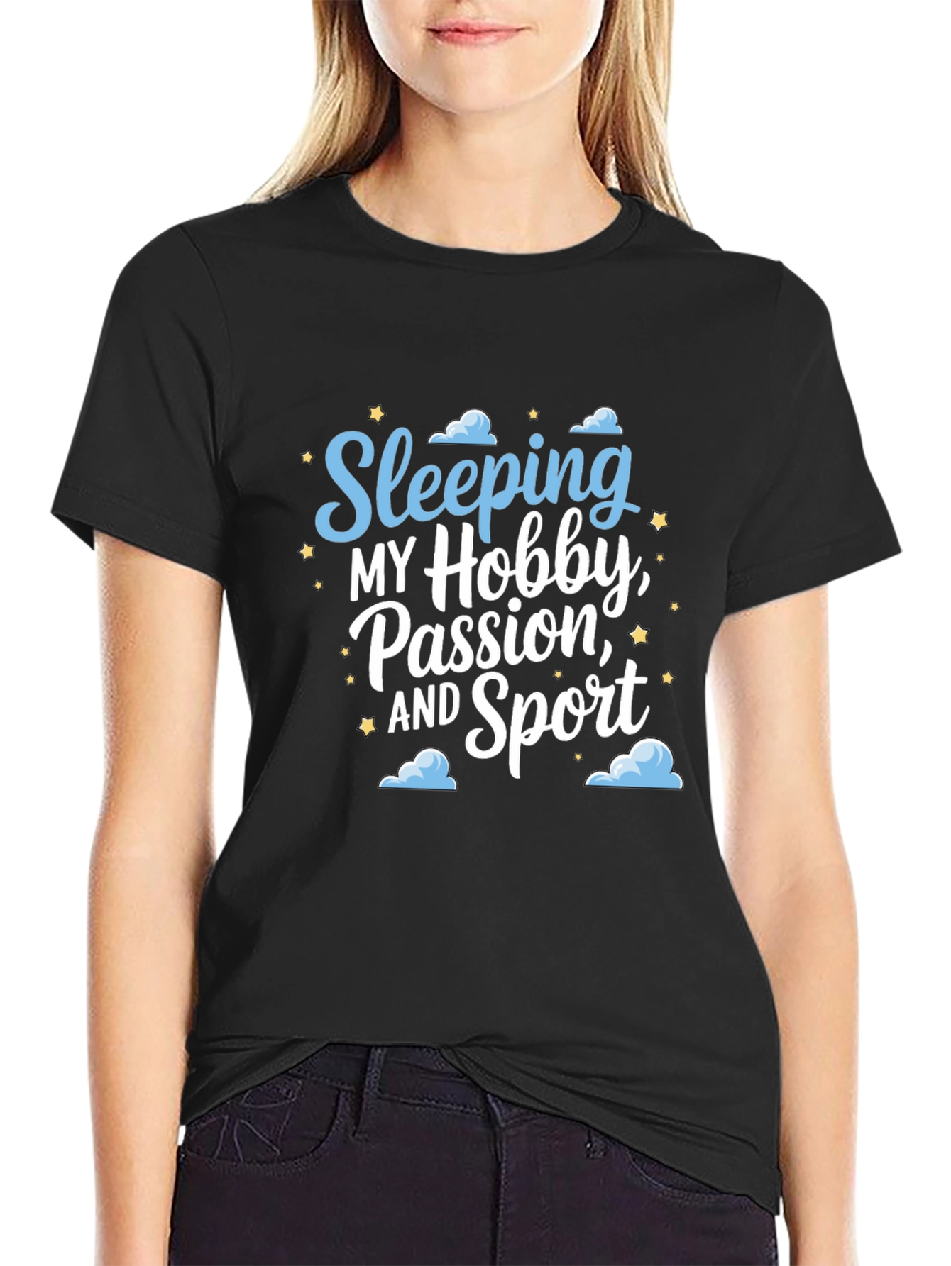 Sleeping Hobby Passion Sport Black T-Shirt