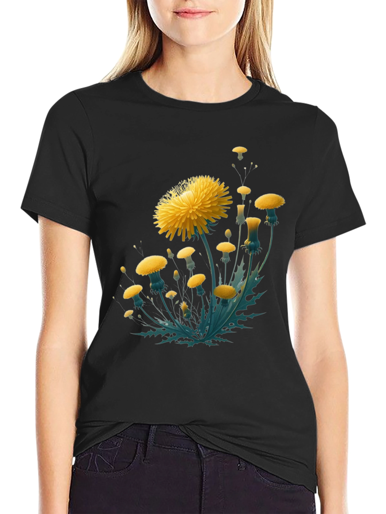 Dandelion Graphic Black T-Shirt
