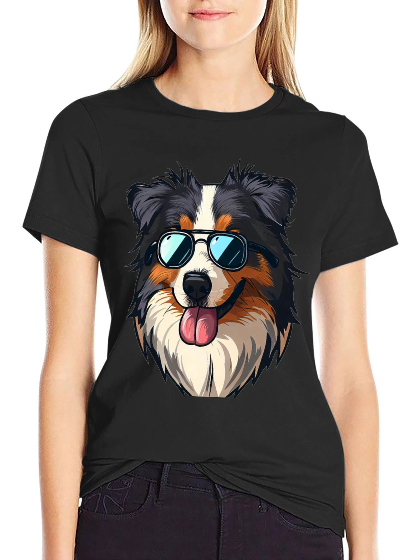 Cool Dog Graphic Tee - Aussie with Sunglasses