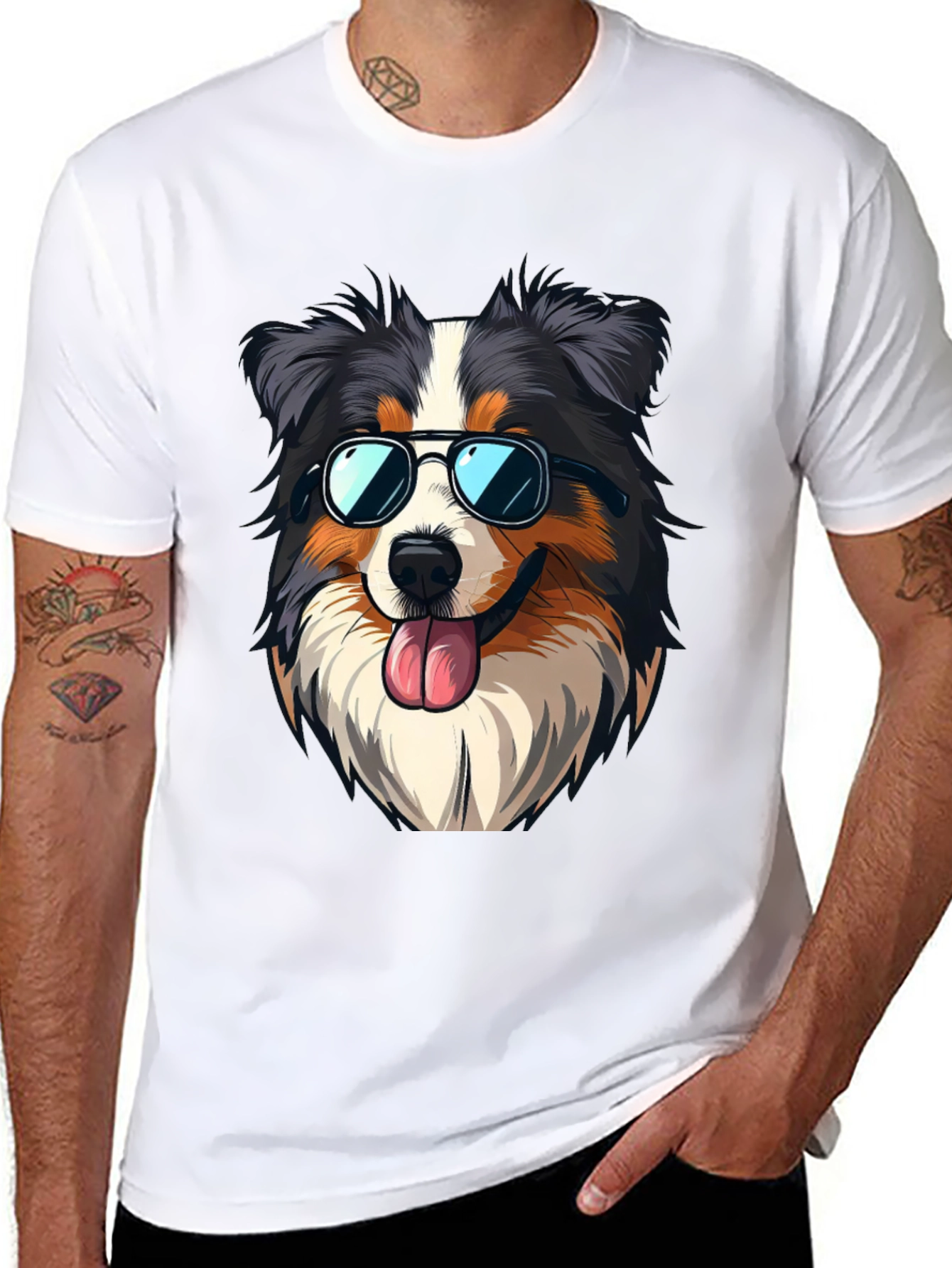 Cool Dog Graphic Tee - Aussie with Sunglasses