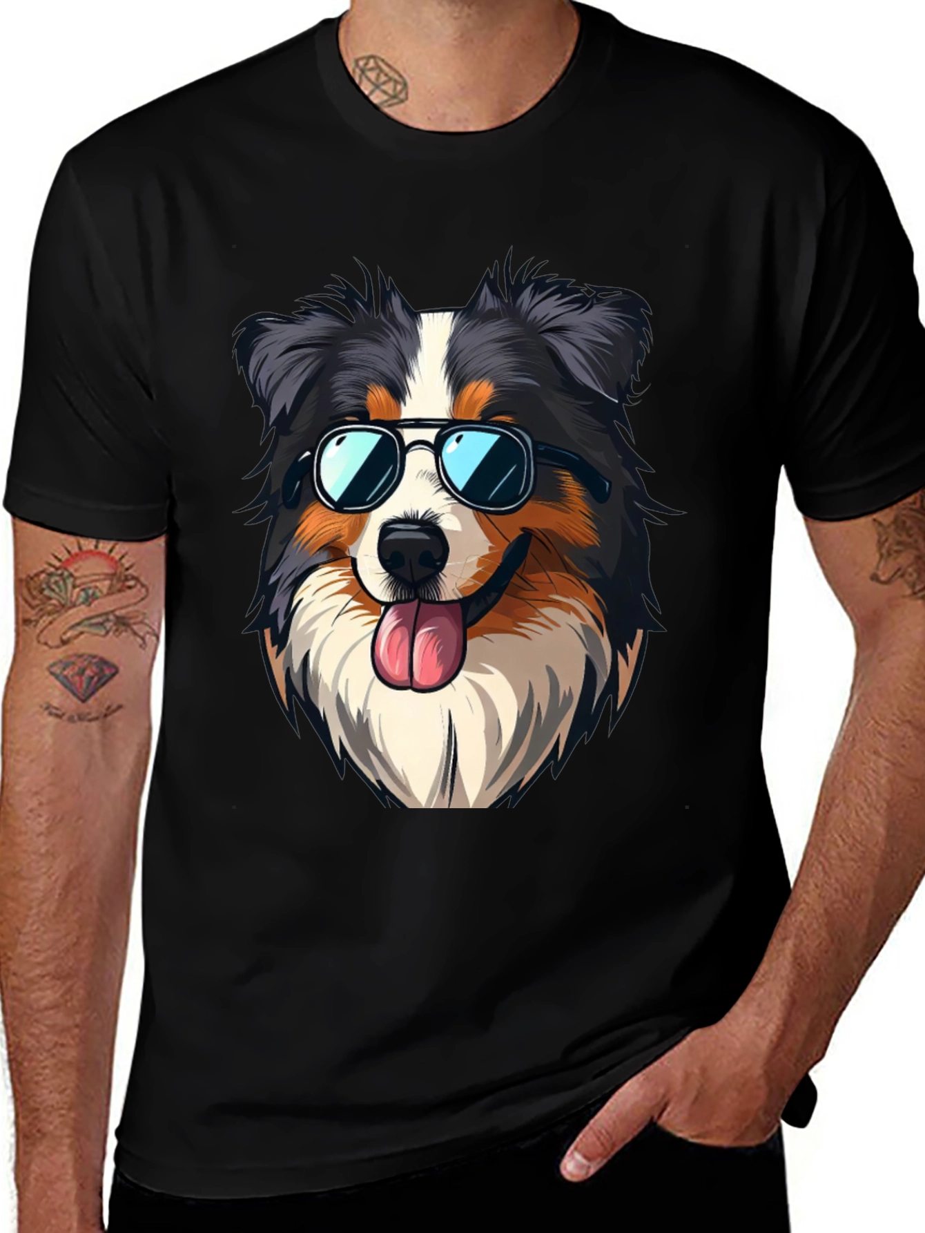 Cool Dog Graphic Tee - Aussie with Sunglasses