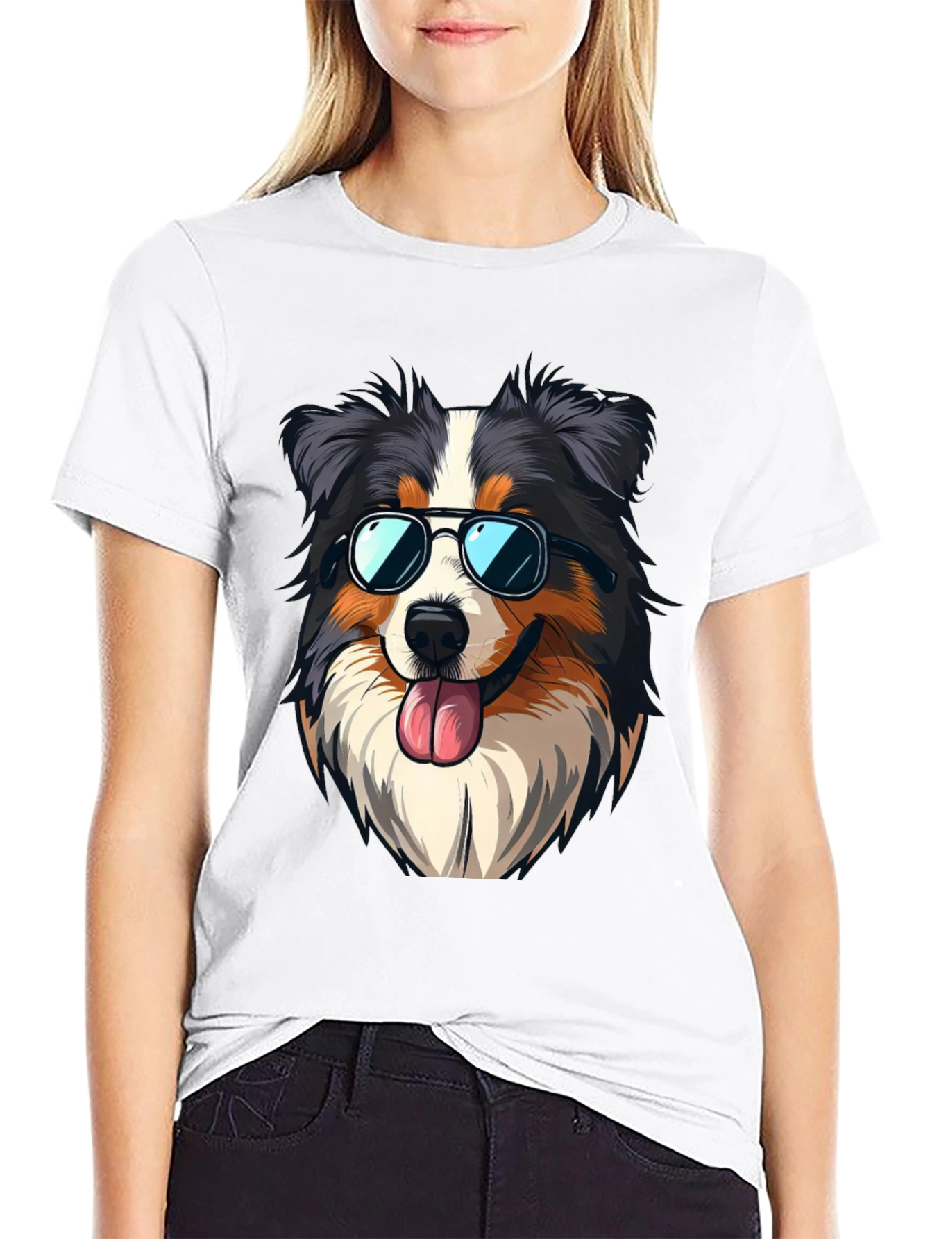 Cool Dog Graphic Tee - Aussie with Sunglasses