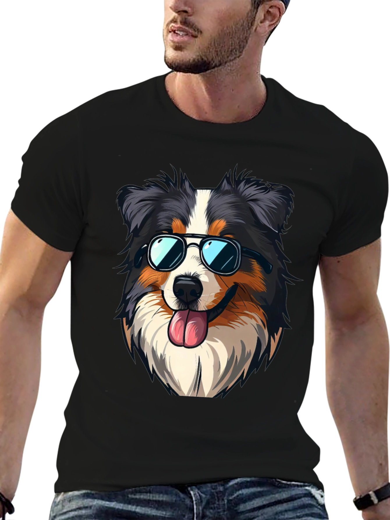 Cool Dog Graphic Tee - Aussie with Sunglasses