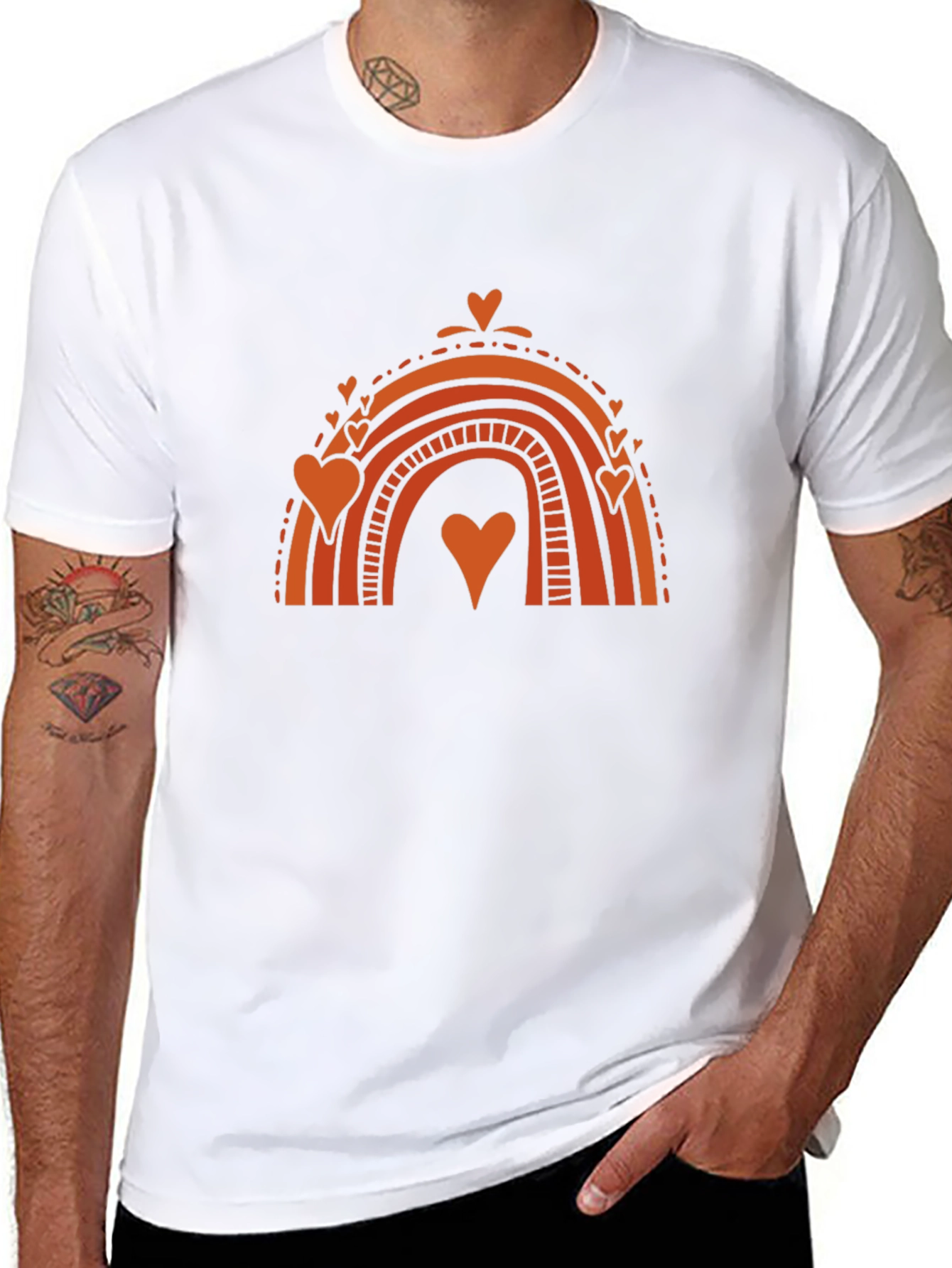 Heart Rainbow Graphic Tee - Stylish Black T-Shirt